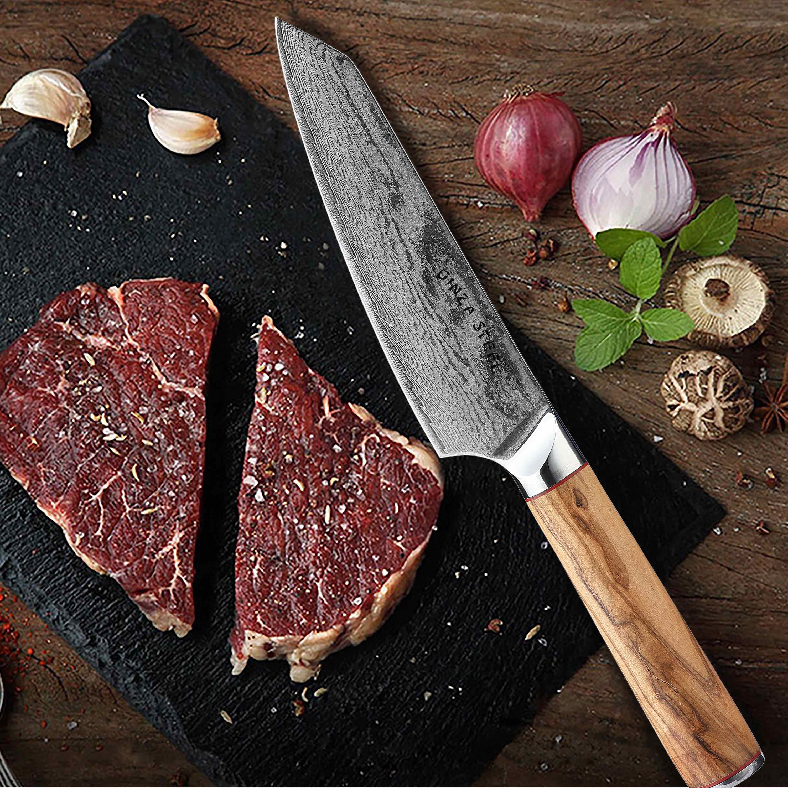 MIA 17 | Chef Knife 6.5 " Damascus AUS10 Steel 67 Layer/Italian Olive Wood Handle
