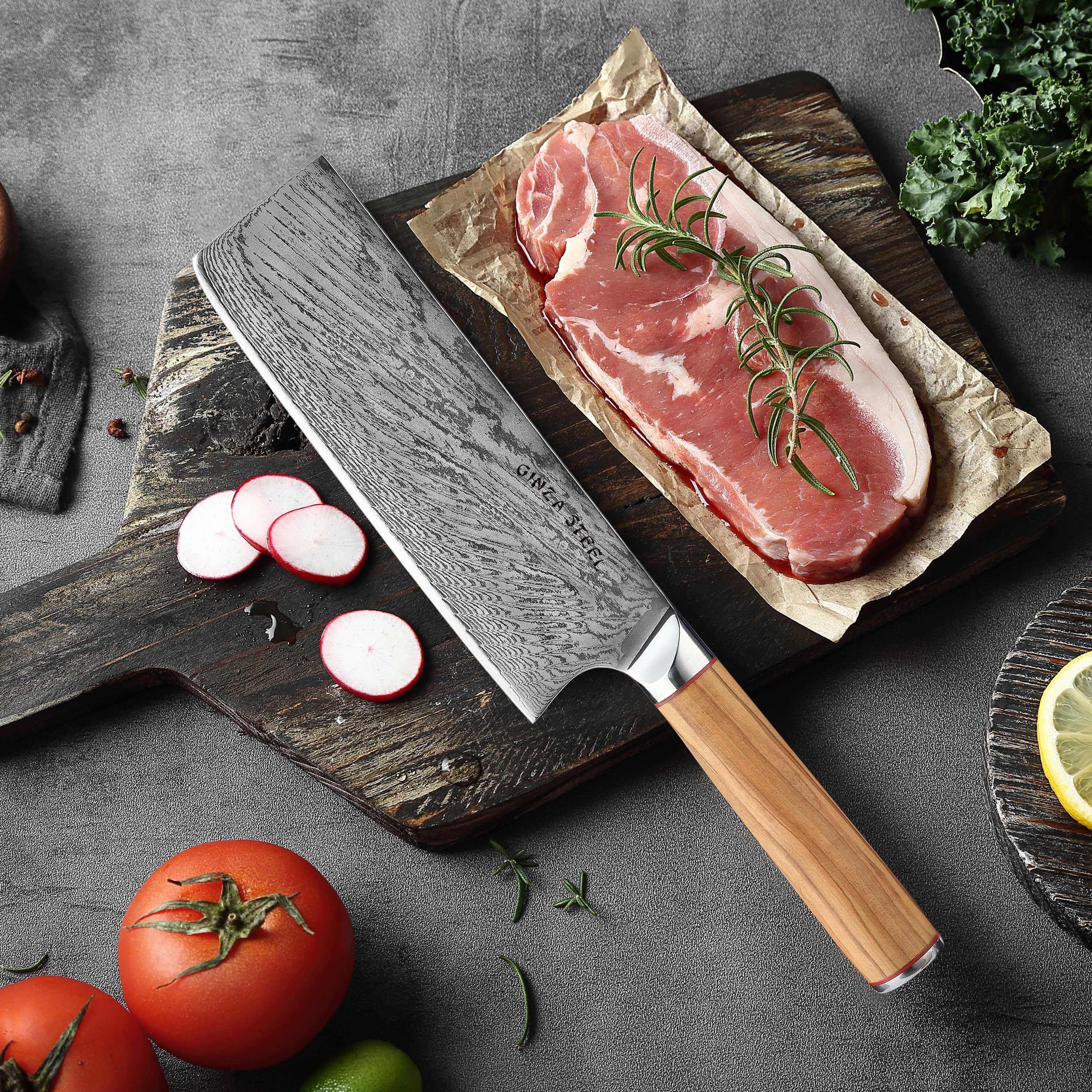 MIA FIVE | Essential 5 pcs Knife set | 4 Knives with Magnetic Wood Block