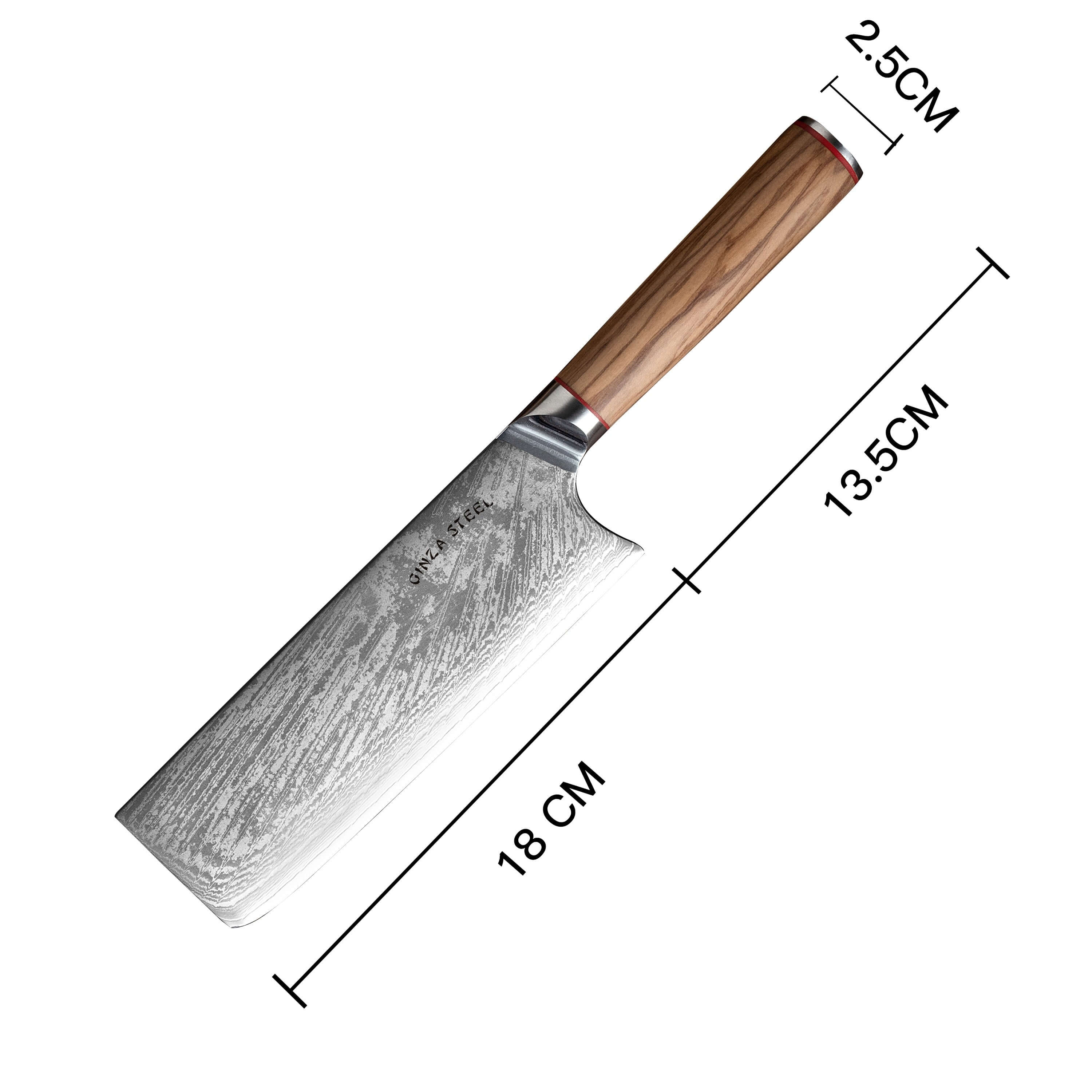 MIA X | Couteau Cleaver 7" Acier Damas AUS10 67 Couches / Manche Bois d'Olivier