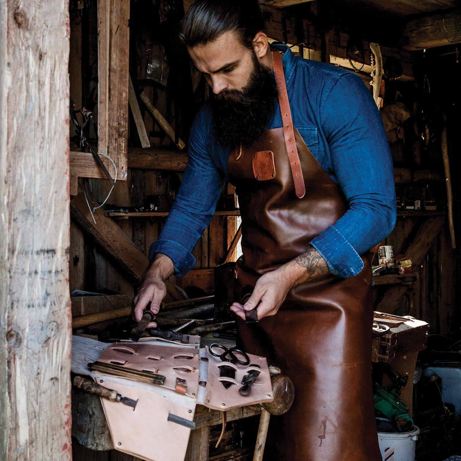 WITLOFT - Handcrafted Classic Leather Apron DarkBrown/Dark Brown