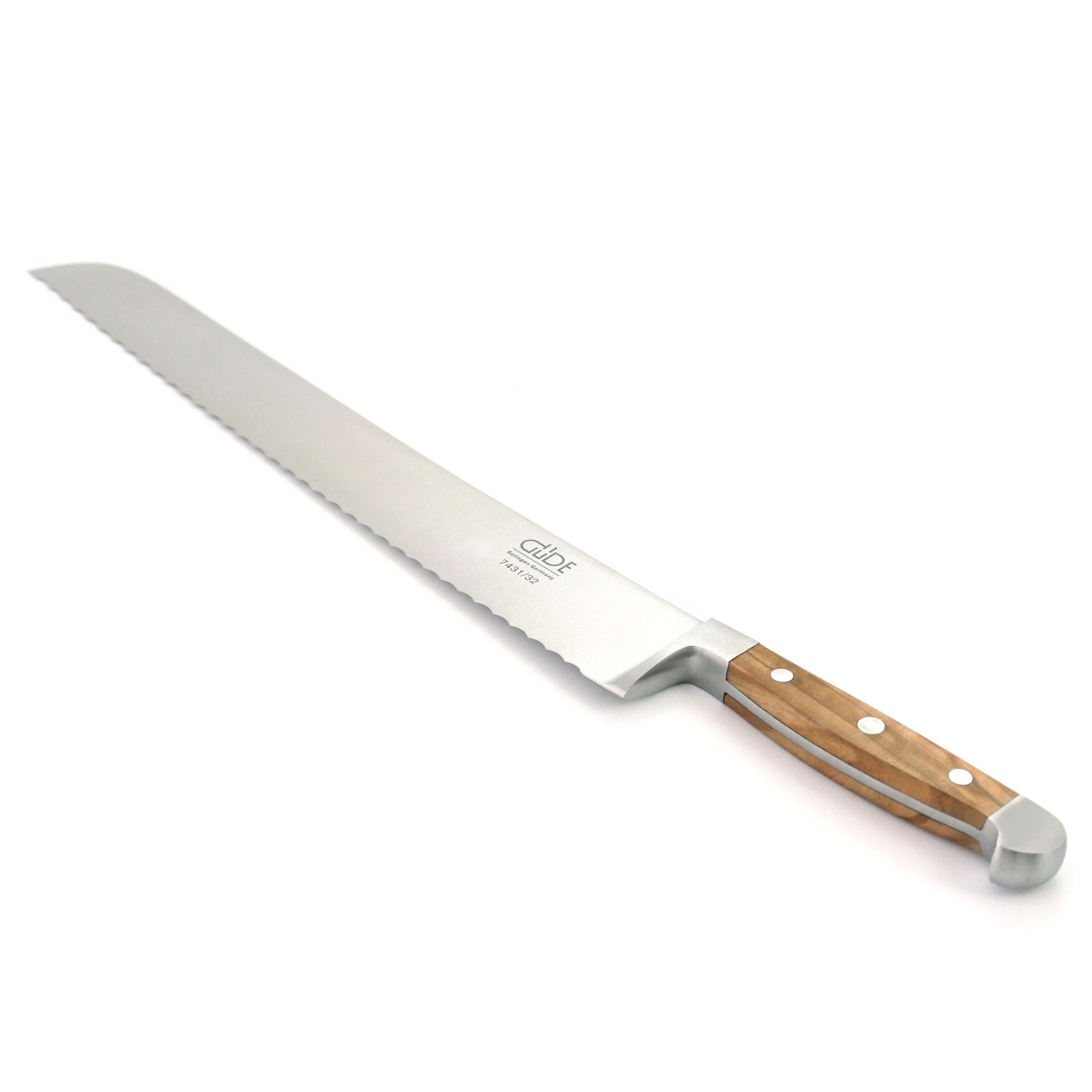 ALPHA OLIVE | Bread Knife Franz Dude 12.5 " Right hand Version| Forged steel / Olive Wood Handle