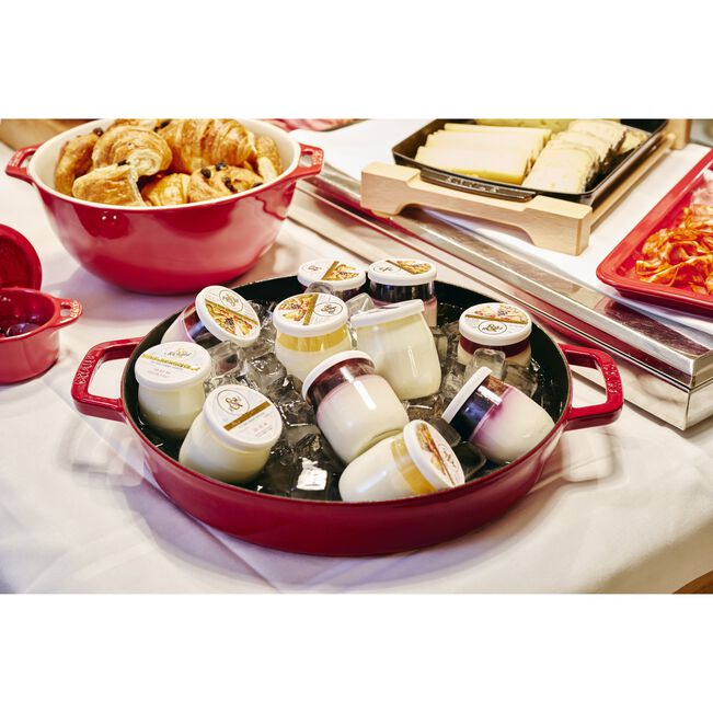 STAUB Pans 34 cm Cast Iron Double Handle Skillet, Cherry