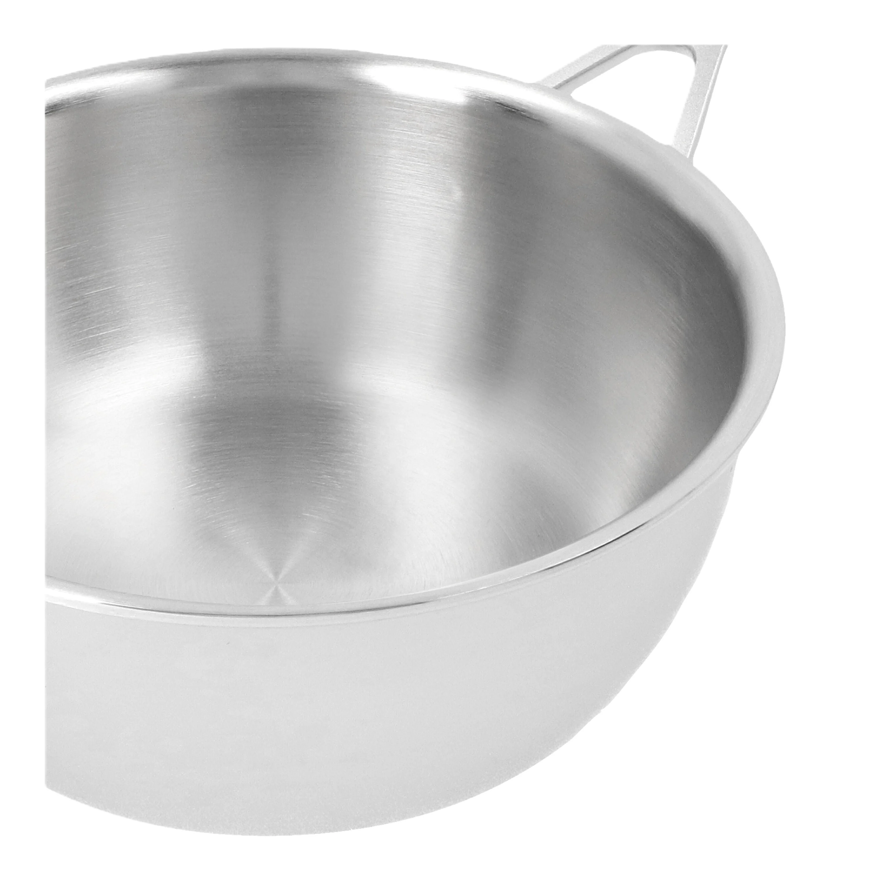 Stainless steel pot on a white background