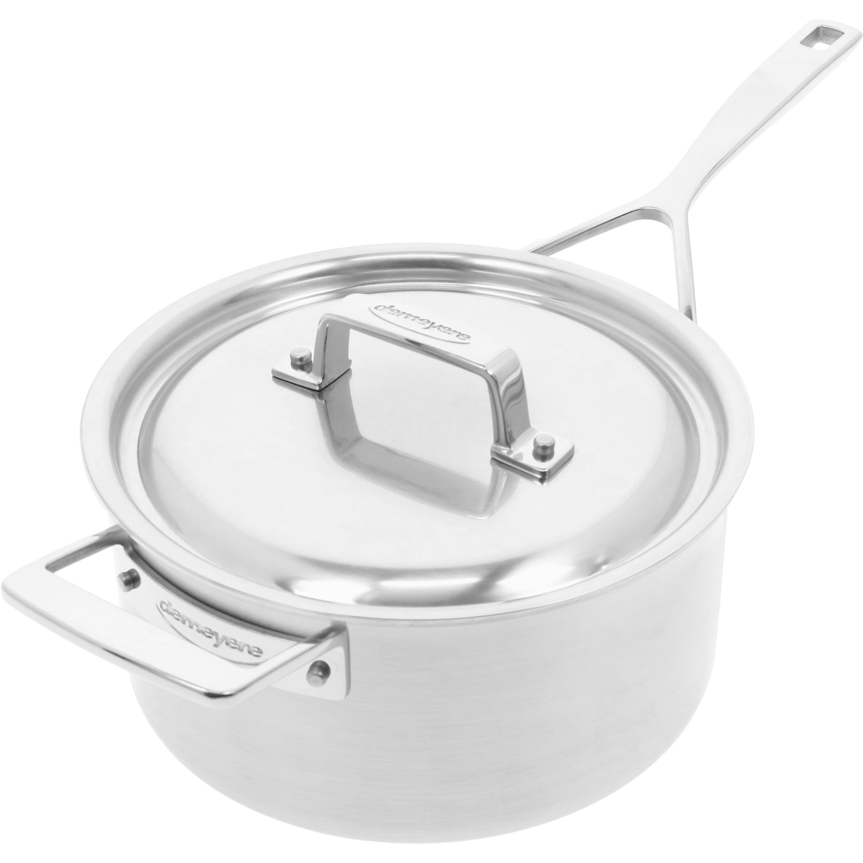 DEMEYERE Essential 5 3.8 L 18/10 Stainless Steel Round Sauce Pan With Lid 4Qt, Silver