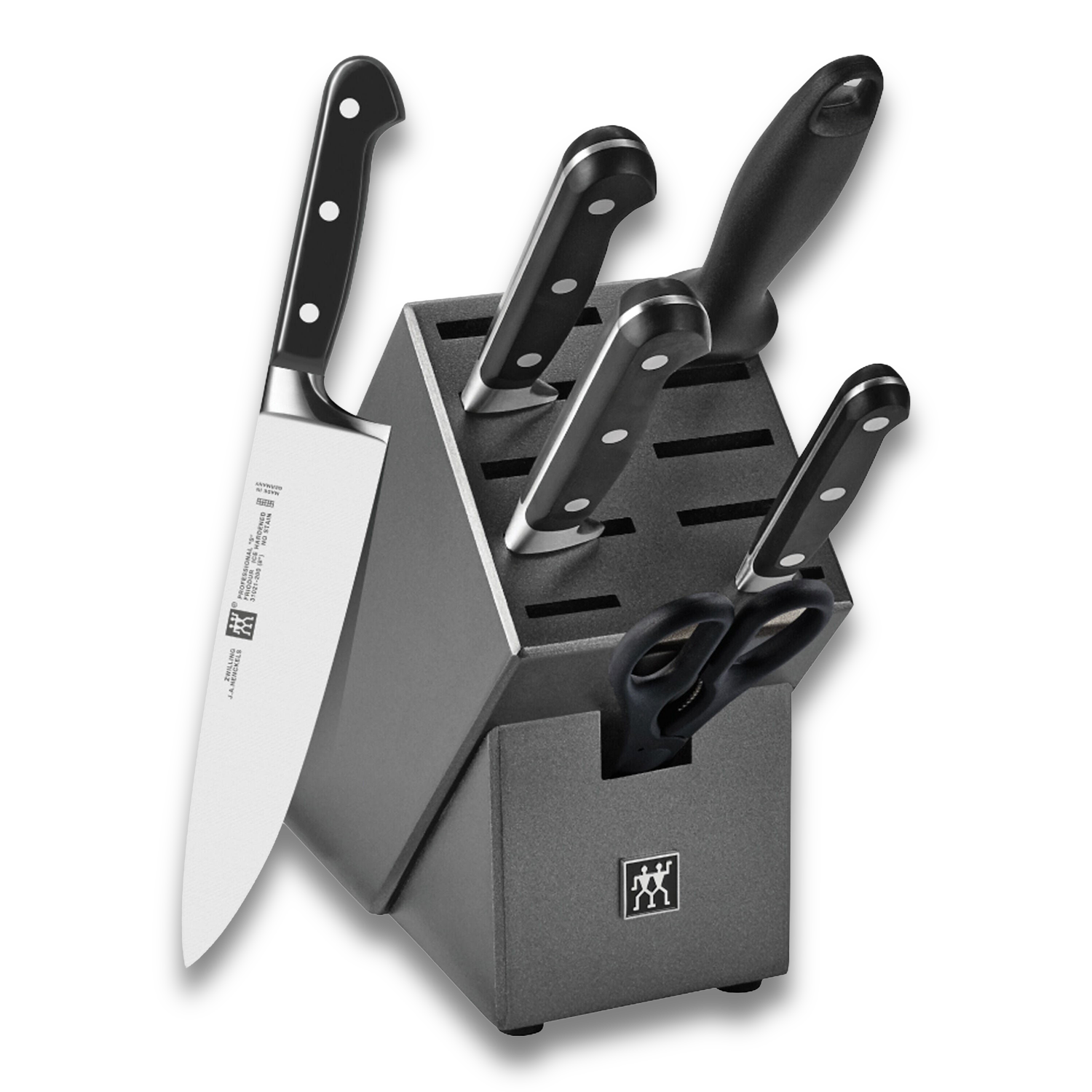 ZWILLING Professional S 7 Piece, Knife Block Set with premium German steel knives and built-in scissors.