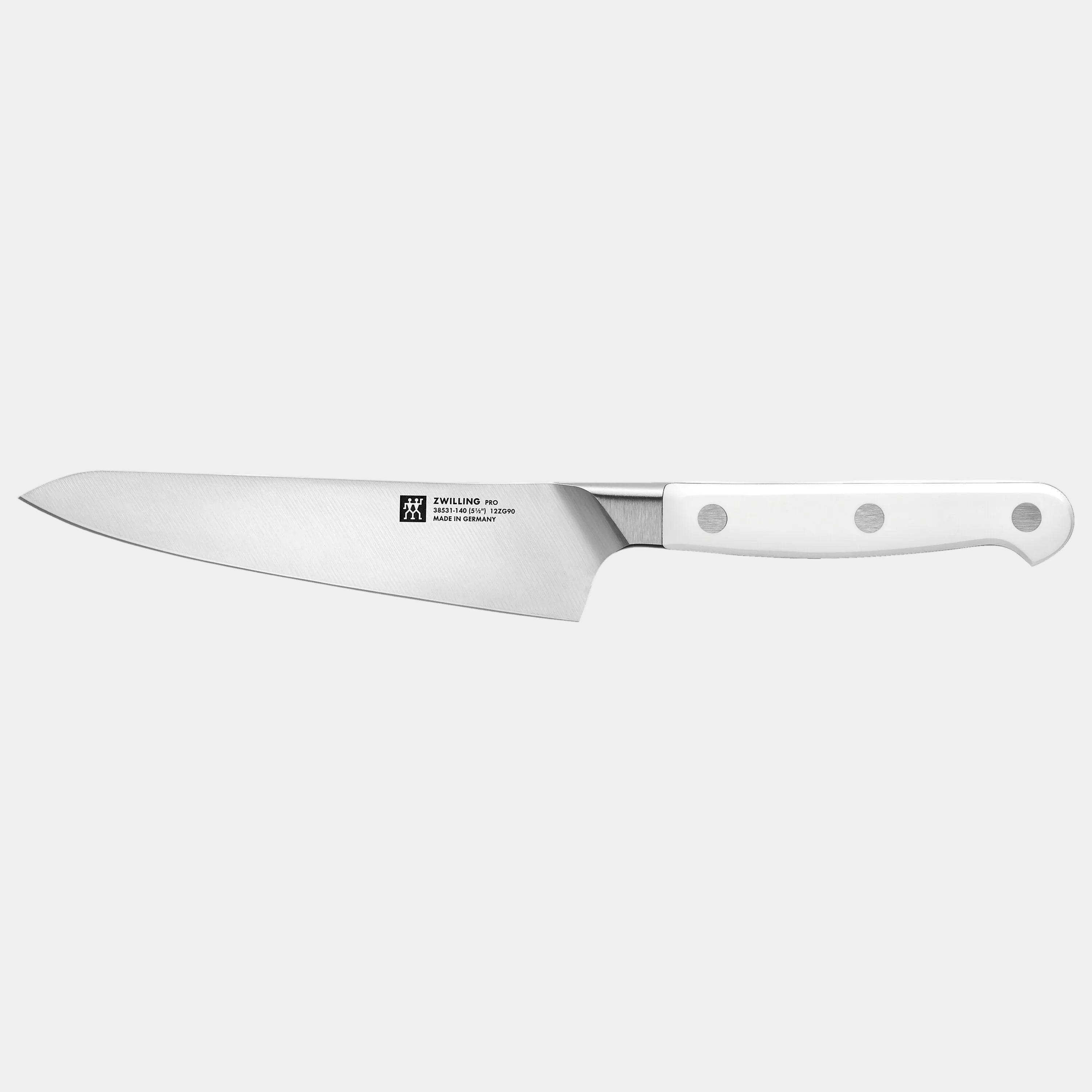 Knife with a white handle on a white background