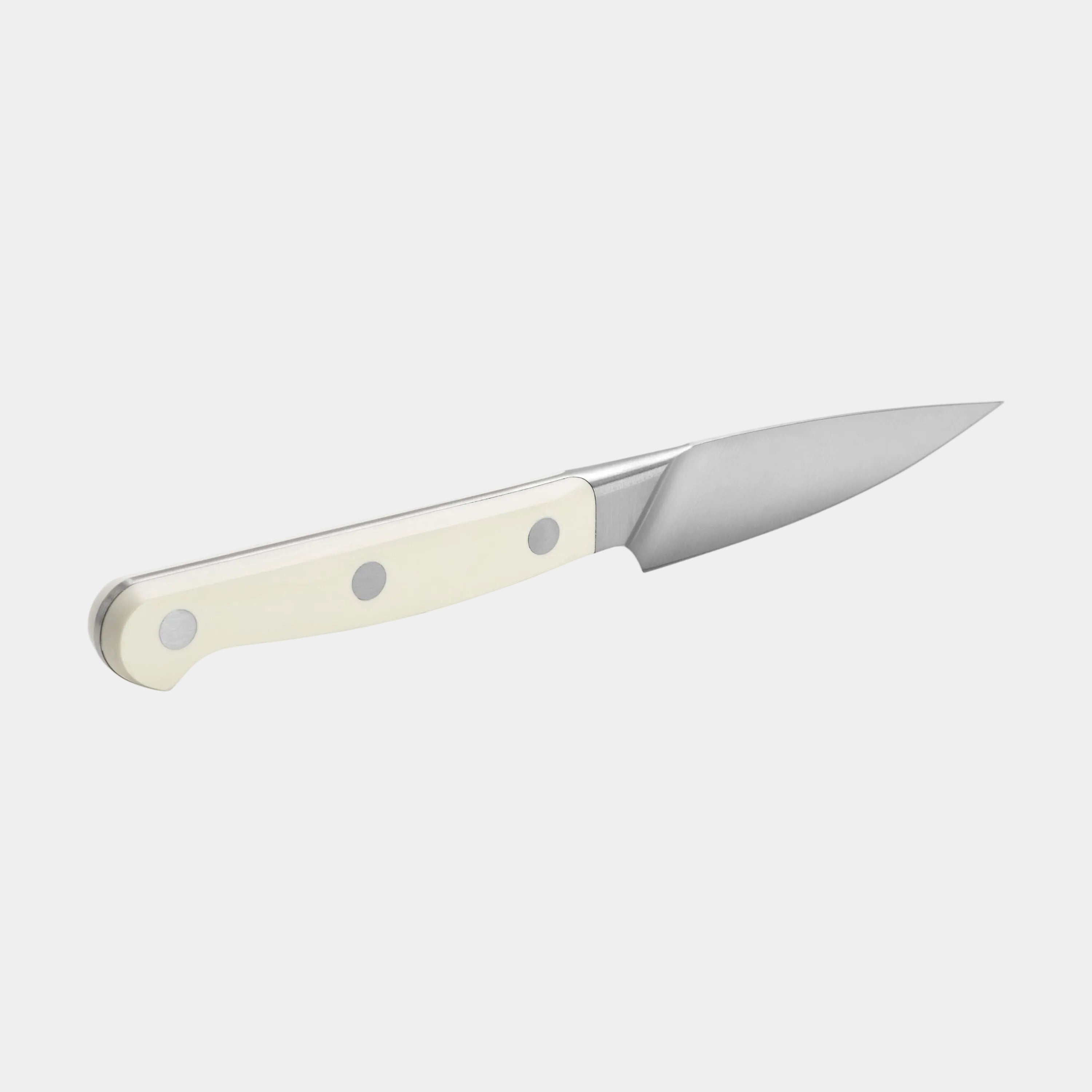 Knife with a white handle on a white background