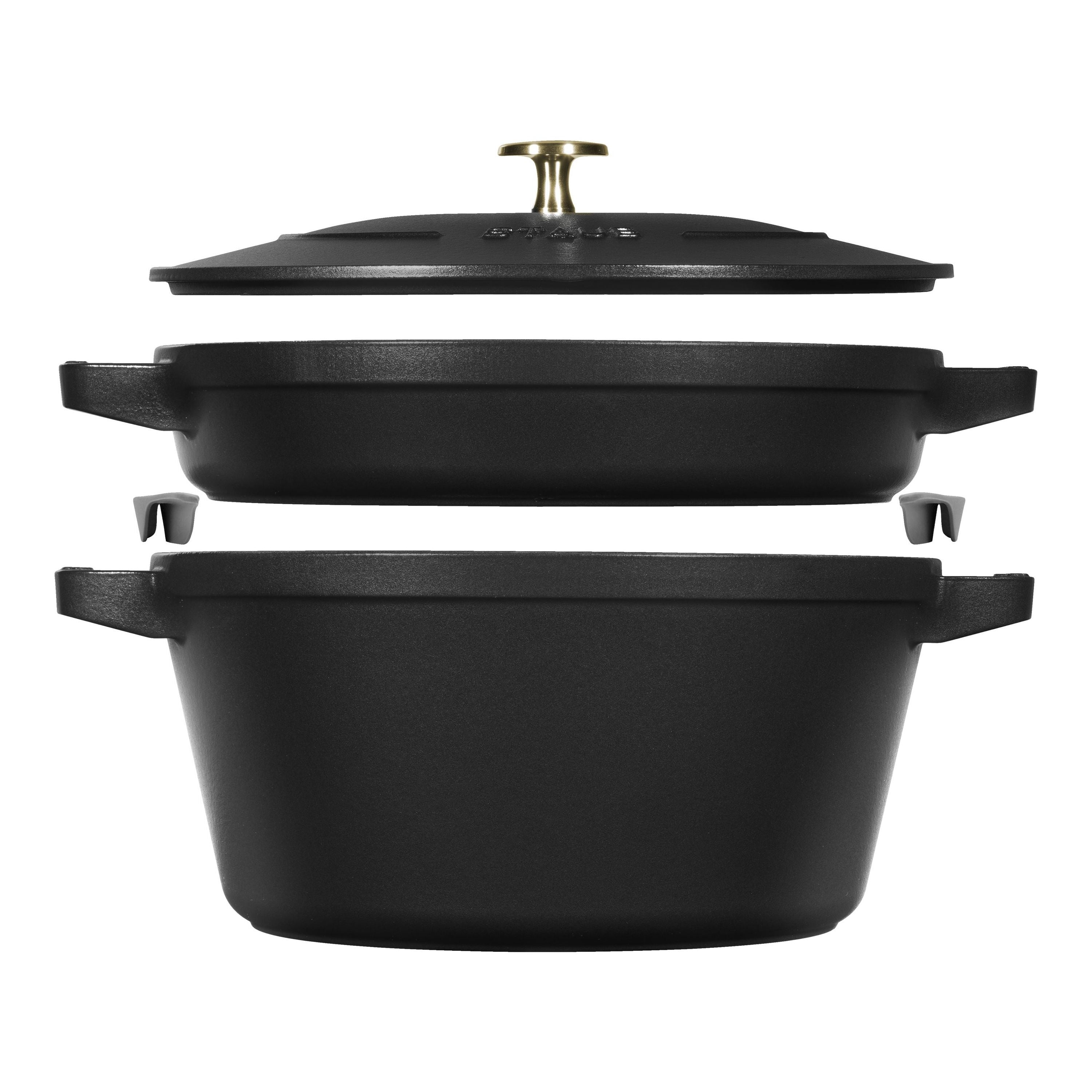 STAUB Stackable Set Stackable Set  3 Piece Cast Iron, Black-0