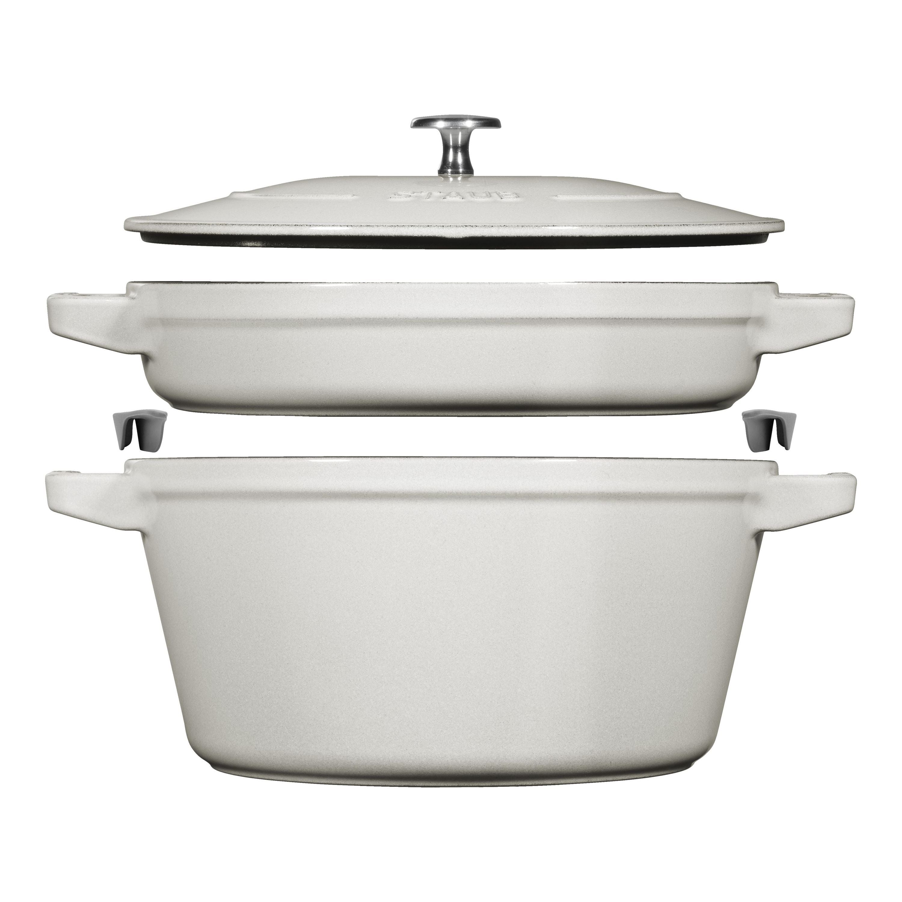 STAUB Stackable Set Stackable Set 3 Piece Cast Iron, White Truffle