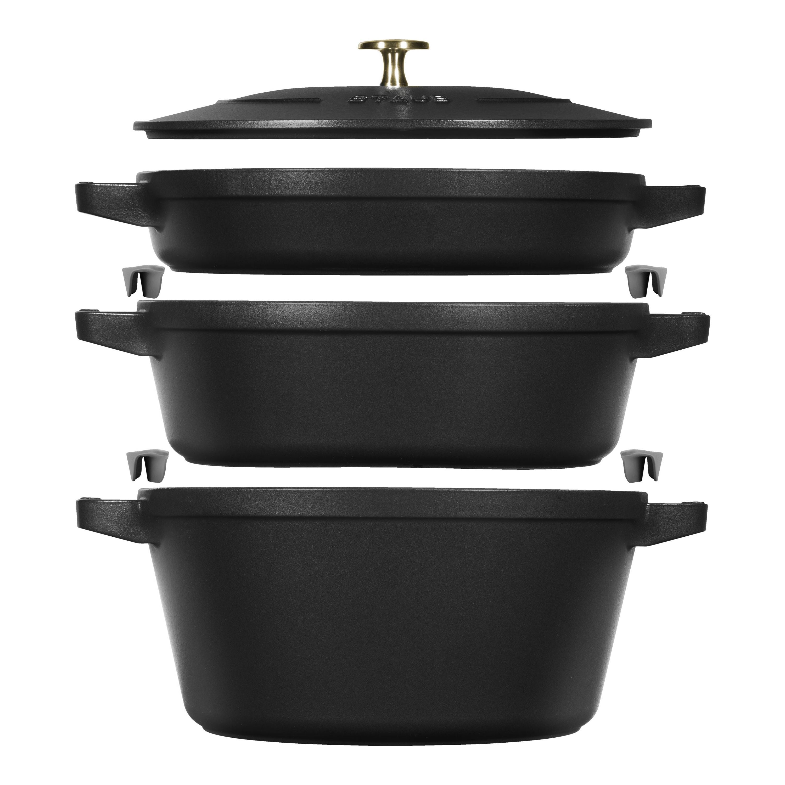 STAUB Stackable Set Stackable Set Medium 4 Piece Cast Iron, Black