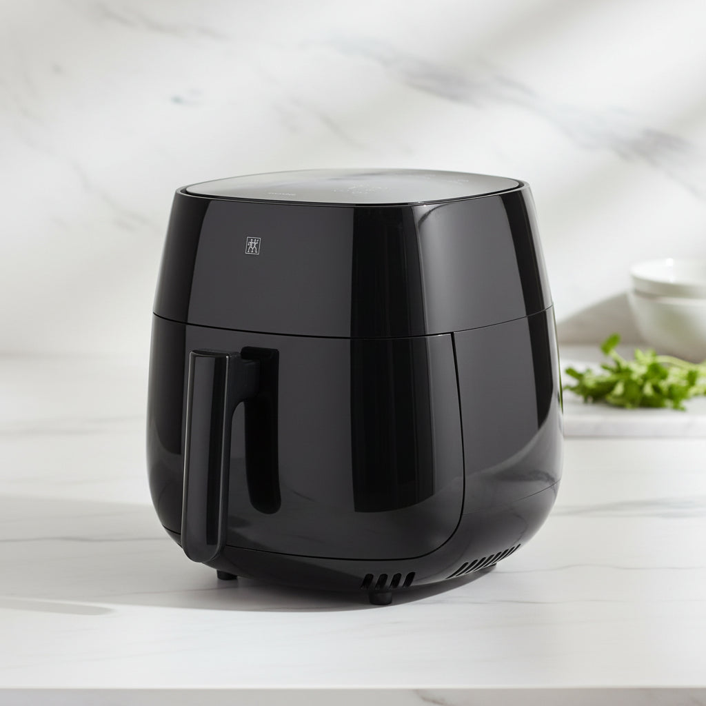 ZWILLING CERAMIC COATED AIR FRYER Air Fryer, Black-0 On marble slab