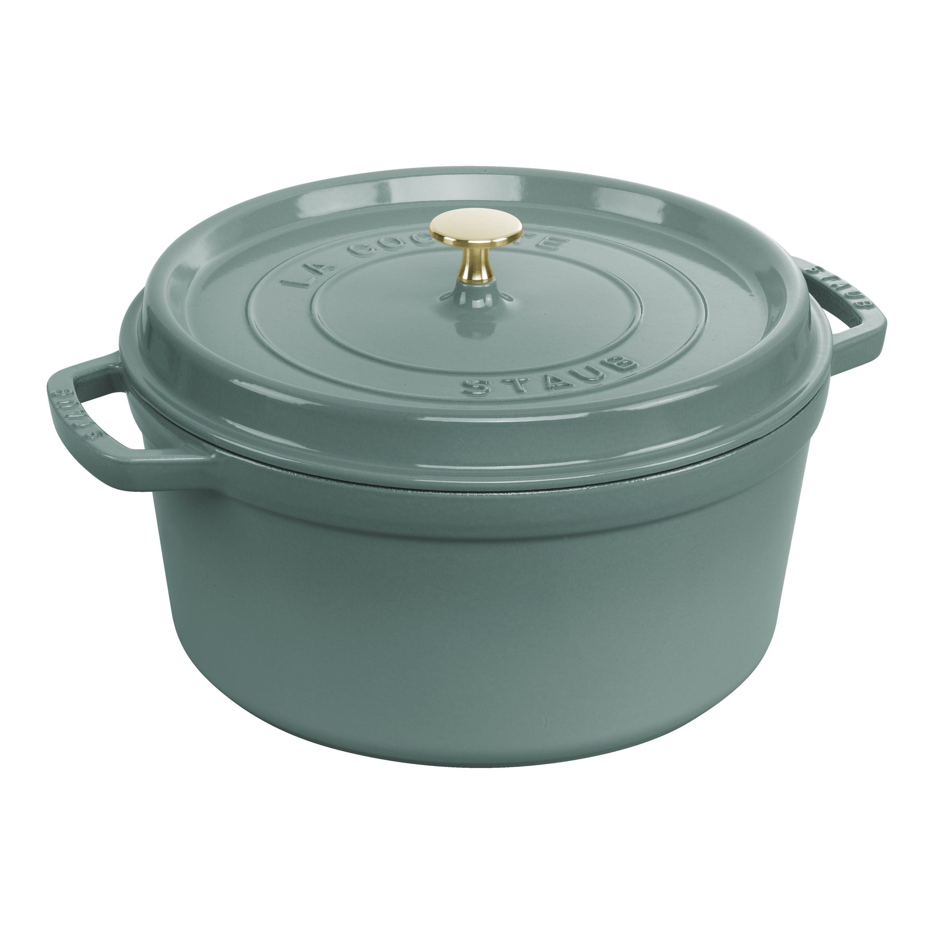 STAUB La Cocotte 6.75 L Cast Iron Round Cocotte, Eucalyptus-0