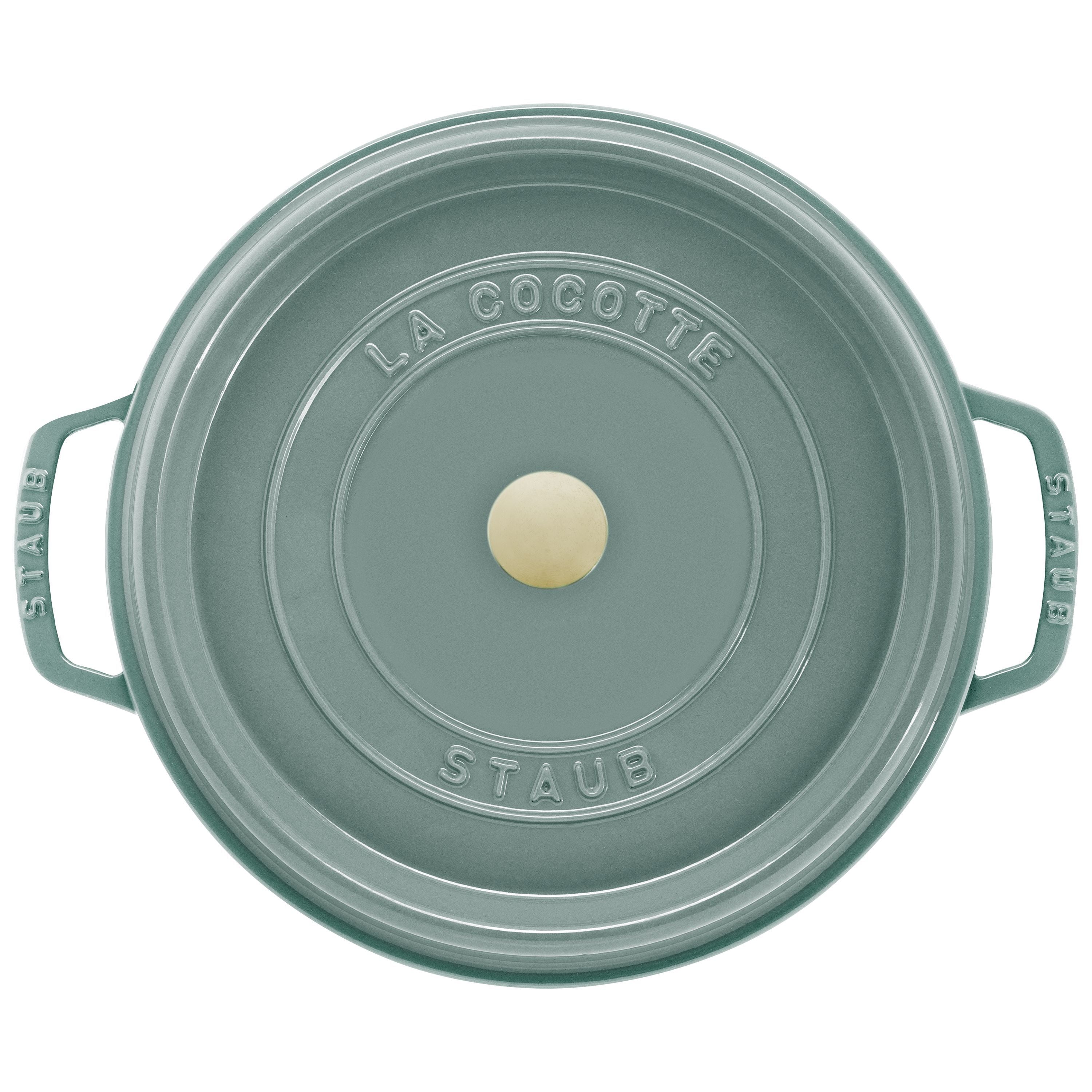 STAUB La Cocotte 6.75 L Cast Iron Round Cocotte, Eucalyptus-1