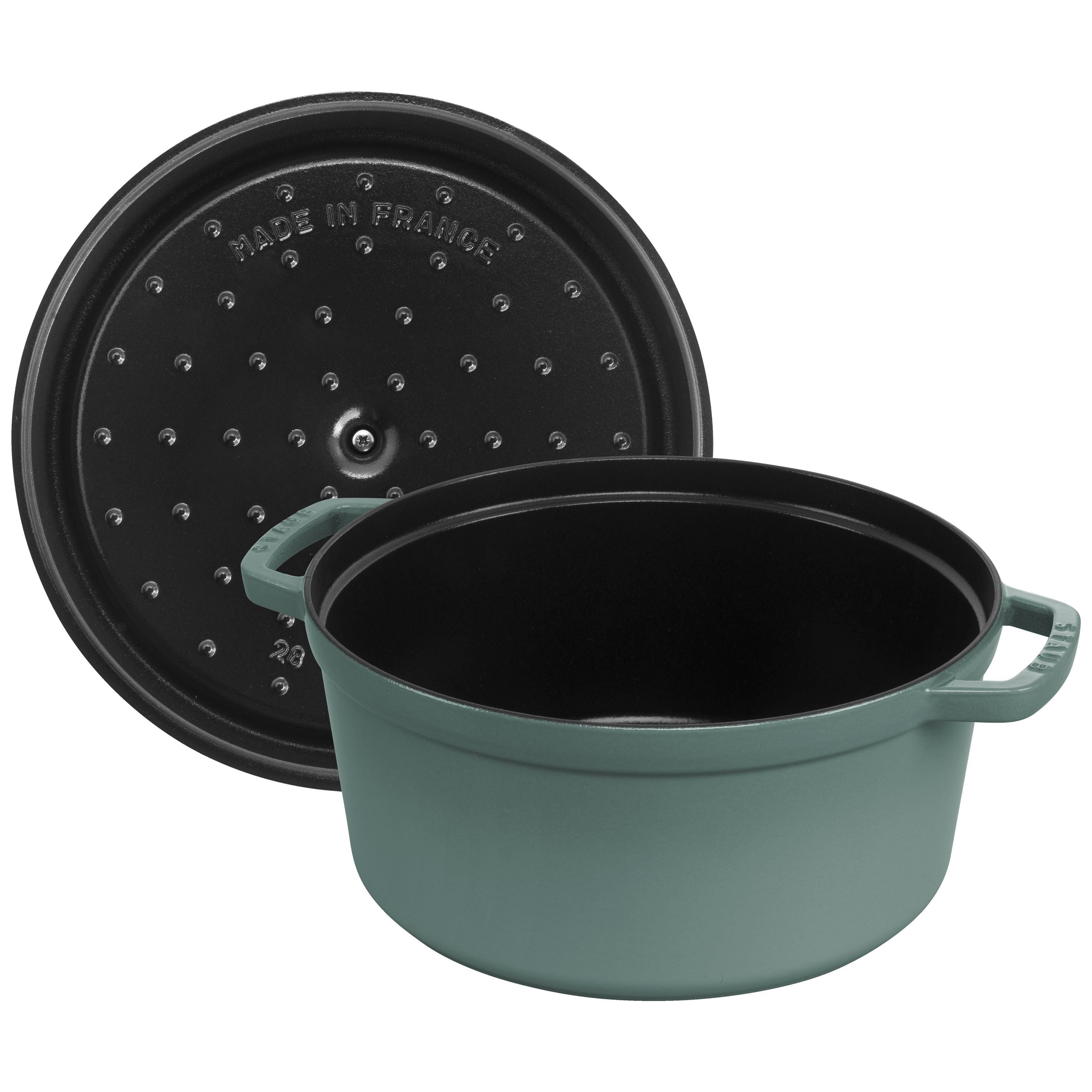 STAUB La Cocotte 6.75 L Cast Iron Round Cocotte, Eucalyptus-3