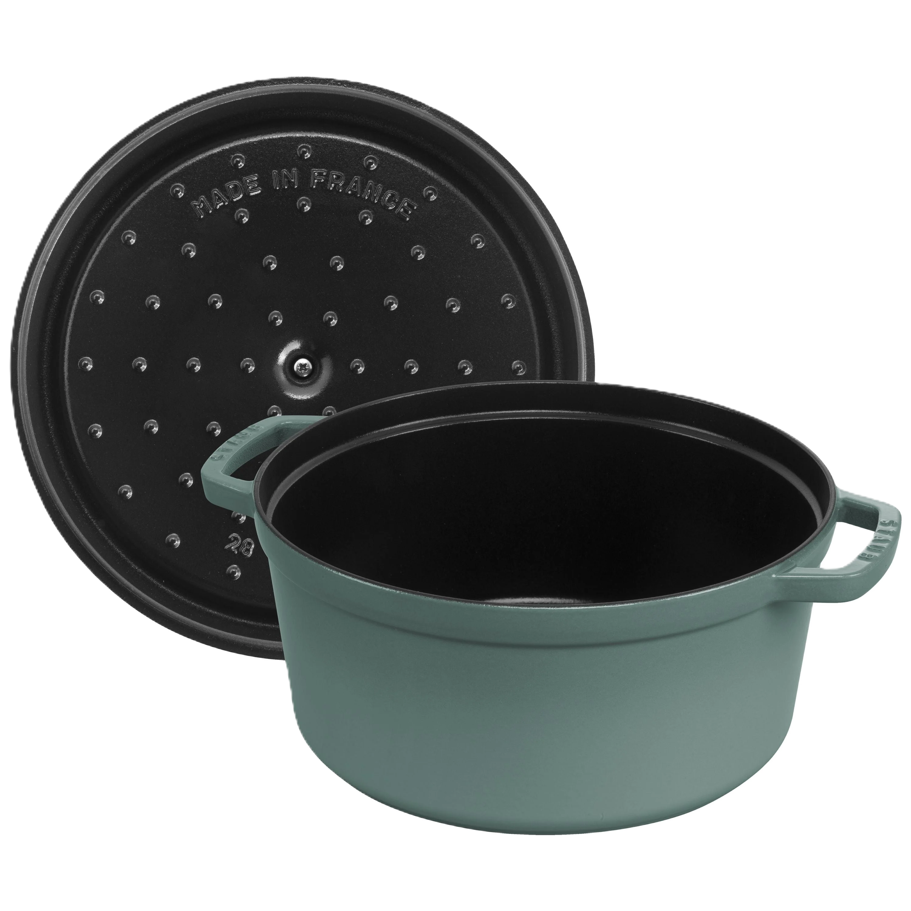 STAUB La Cocotte 6.75 L Cast Iron Round Cocotte, Eucalyptus