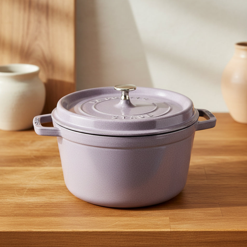 STAUB La Cocotte 4.75 L Cast Iron Round Cocotte Deep, Cherry Blossom