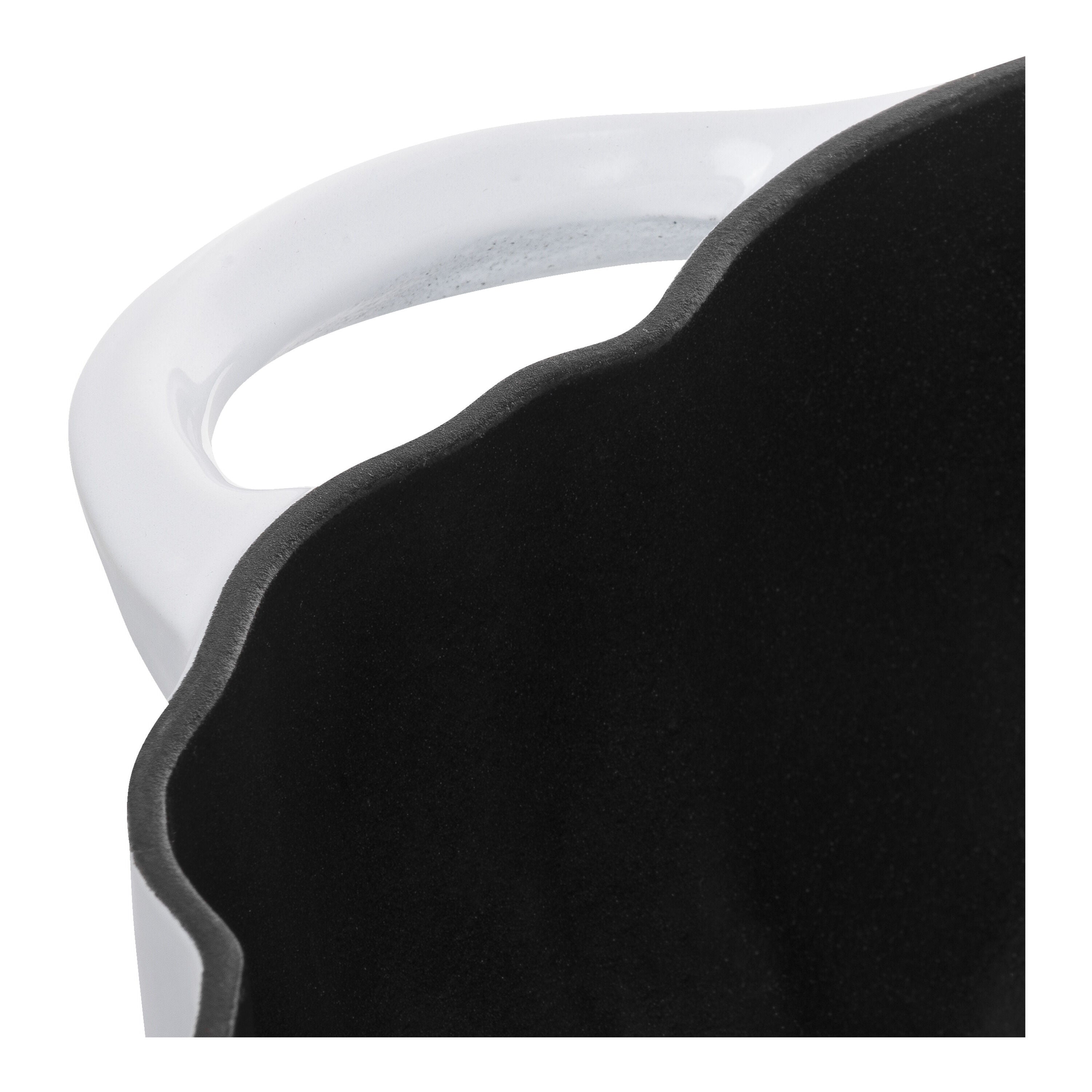 Close-up of a black and white chair with a curved design on a white background