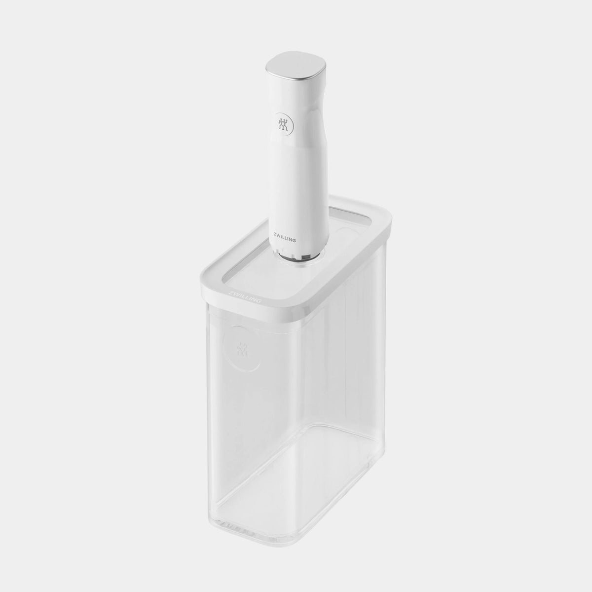 White cleaning brush with clear handle on a white background