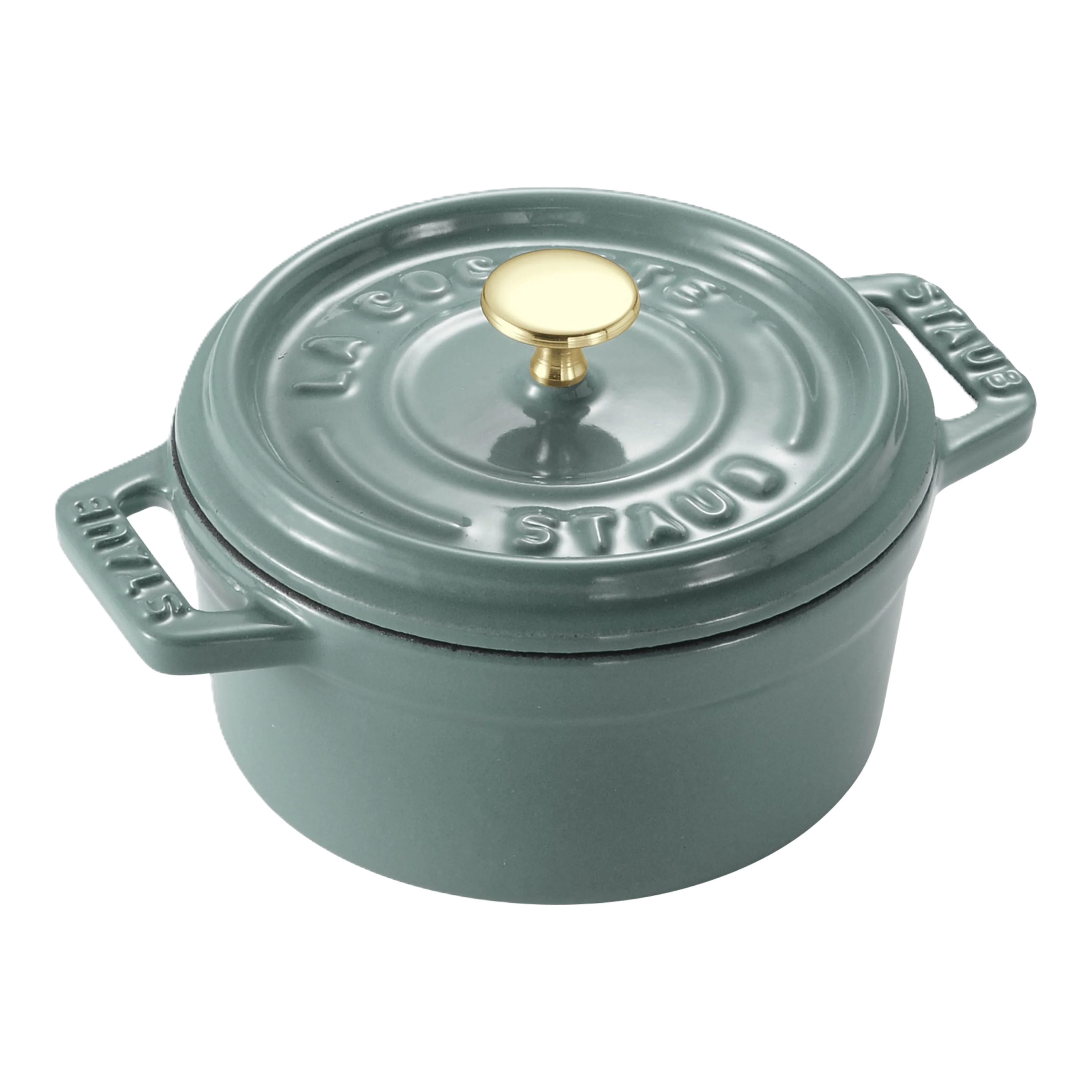 STAUB La Cocotte 250 mL Cast Iron Round Mini Cocotte, Eucalyptus