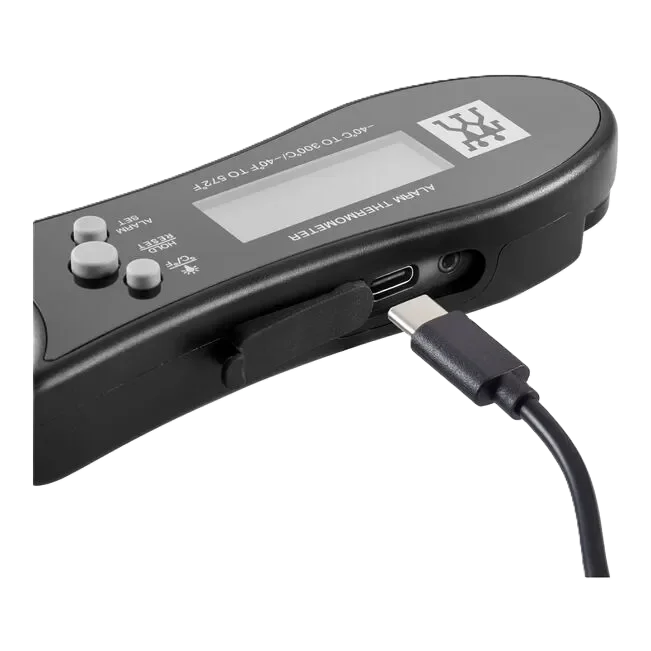 ZWILLING BBQ+ ABS Digital Thermometer with USB charging cable connected