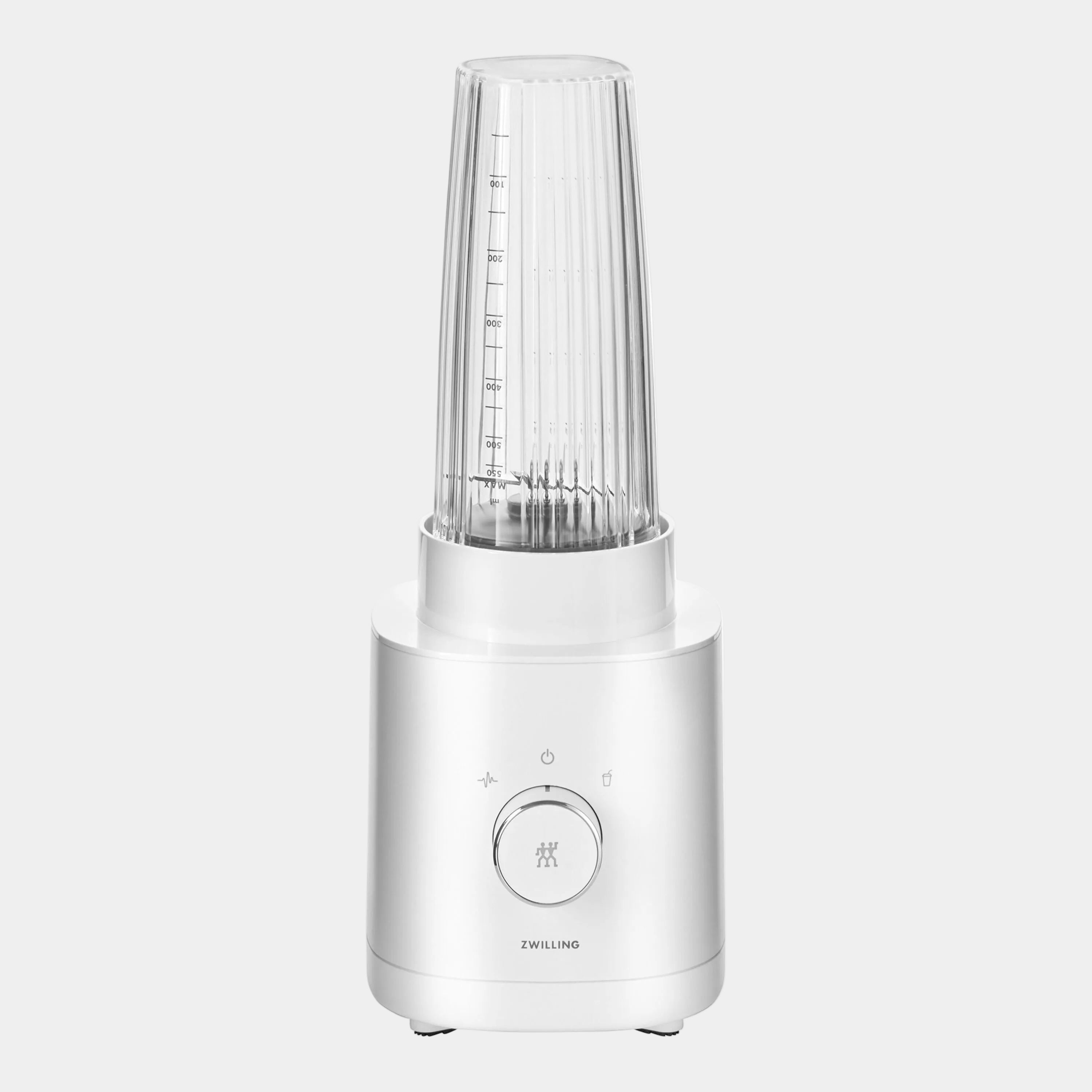 White blender with clear container on a white background