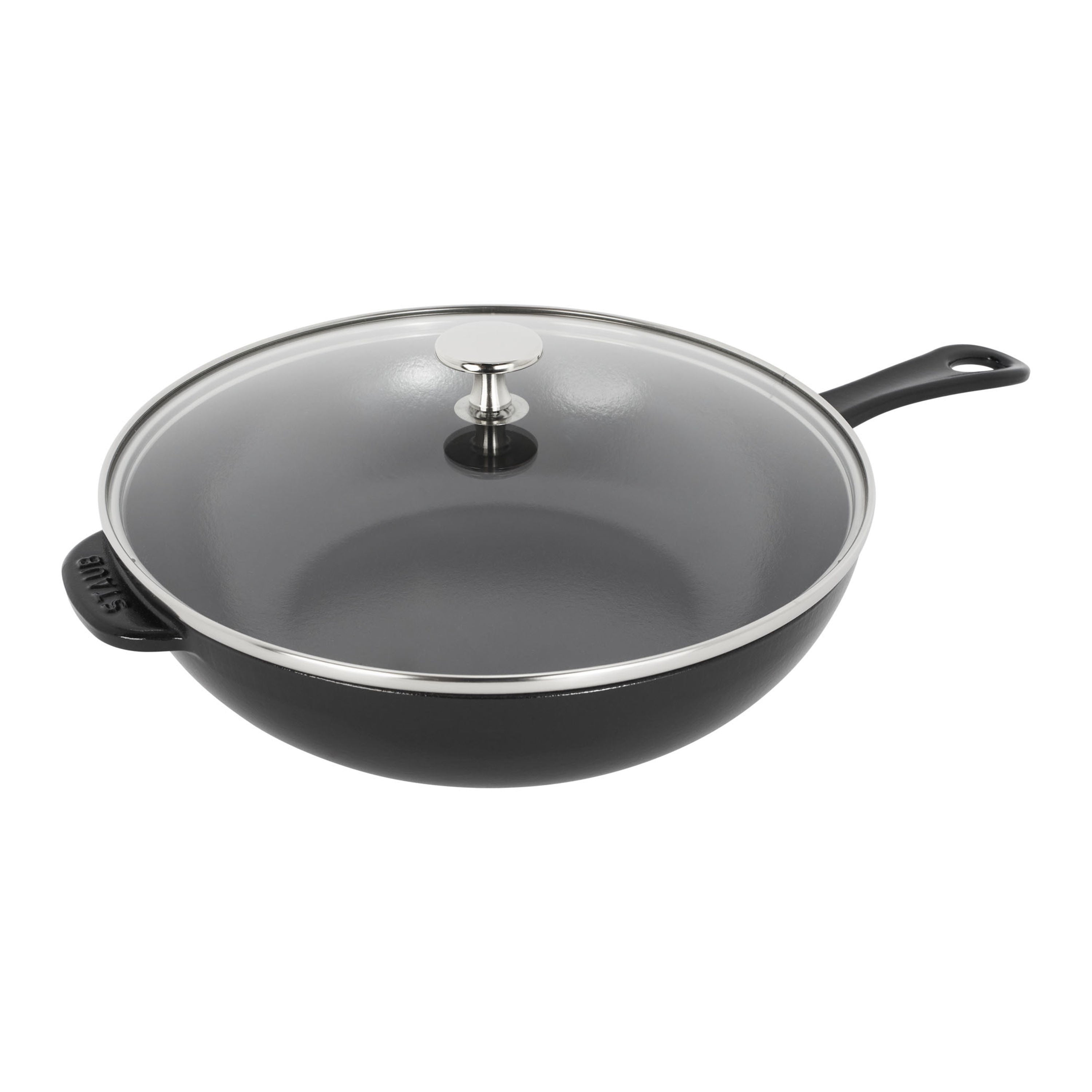 STAUB Pans 26 cm / 10 inch Cast Iron Daily Pan With Glass Lid, Black-0
