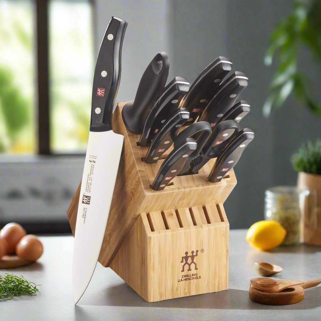 ZWILLING TWIN Signature 11 Piece Knife Block Set displayed on kitchen counter