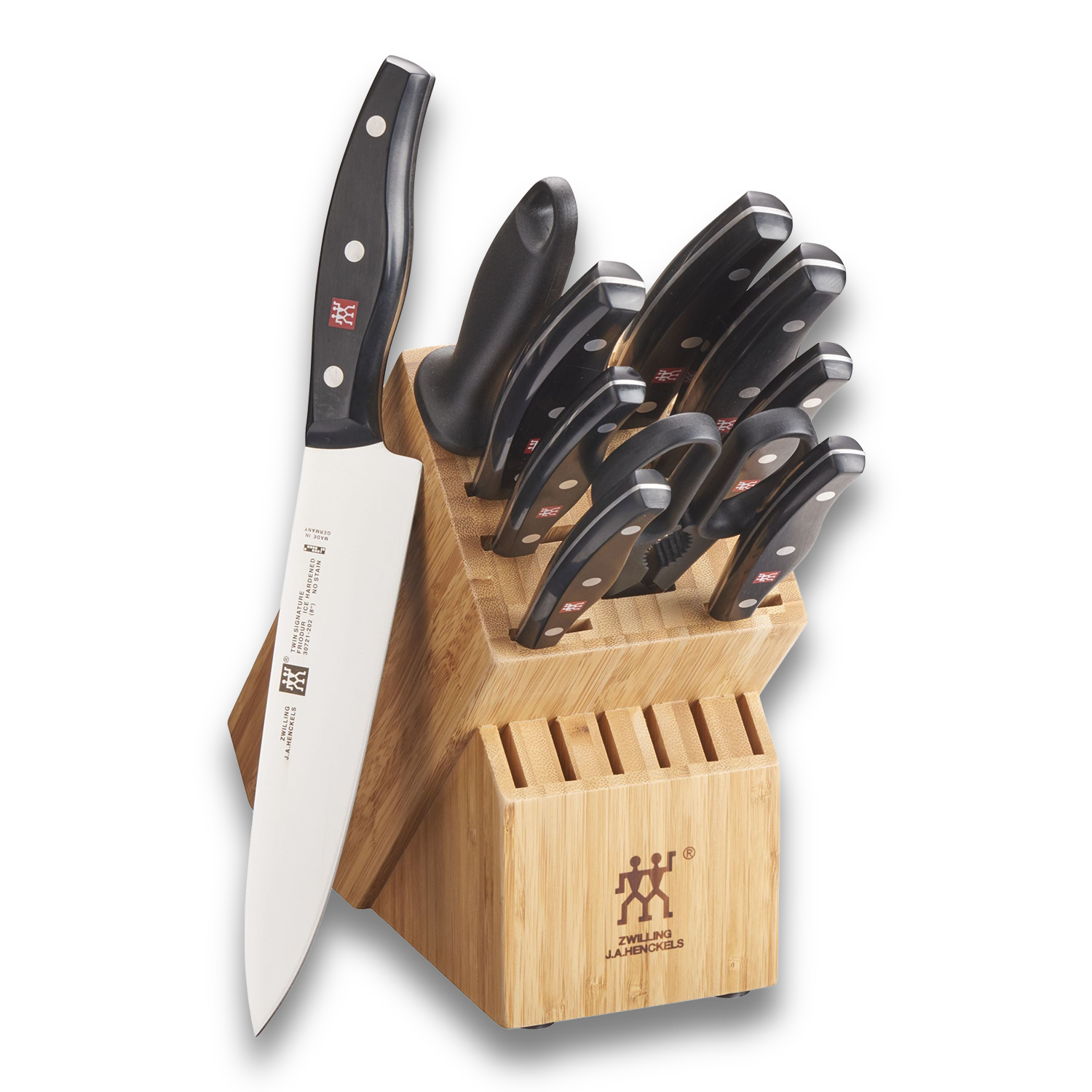 ZWILLING TWIN Signature 11 Piece Knife Block Set with precision German steel blades and signature ice-hardening technique.