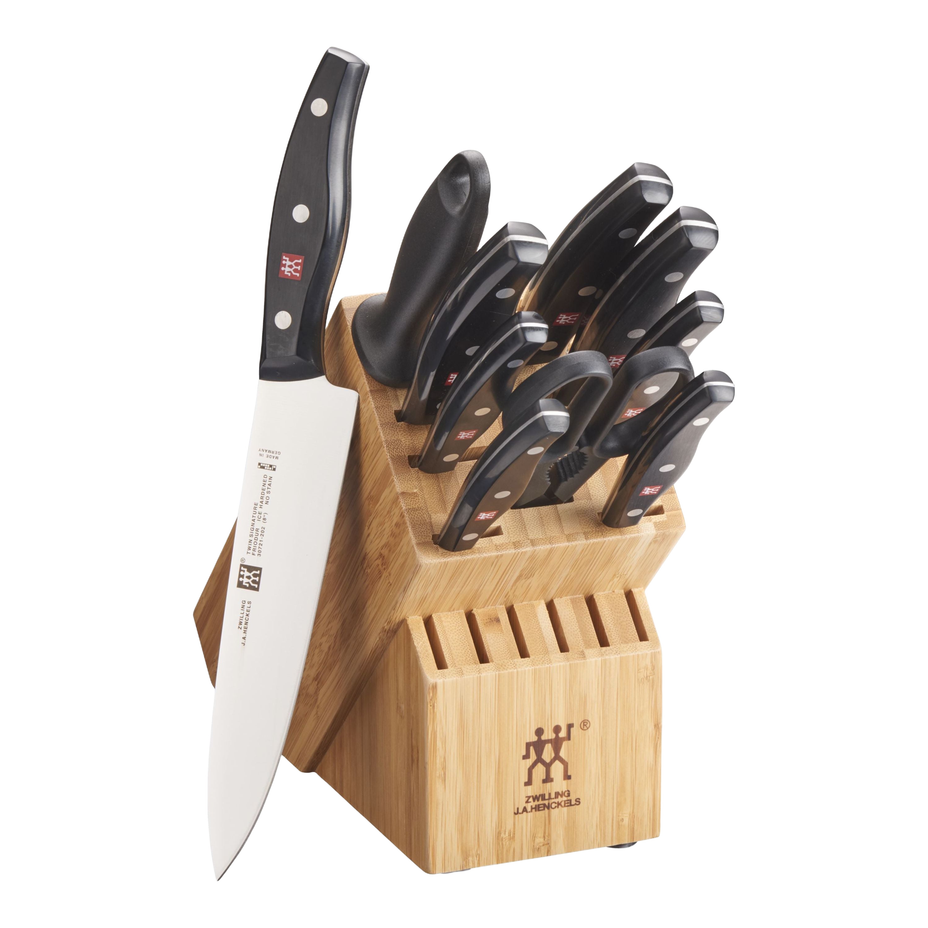 ZWILLING TWIN Signature 11 Piece German Steel Knife Block Set with FRIODUR Blades No Stain.-0