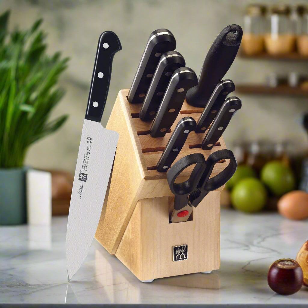 ZWILLING TWIN Gourmet 10 Piece Knife Block Set on kitchen counter