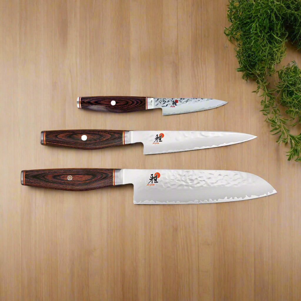 MIYABI 6000 MCT 3 Piece Knife Set, Brown