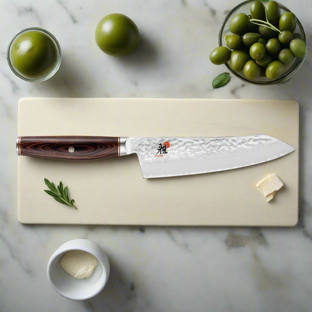 MIYABI 6000 MCT 7 inch Rocking Santoku, Brown