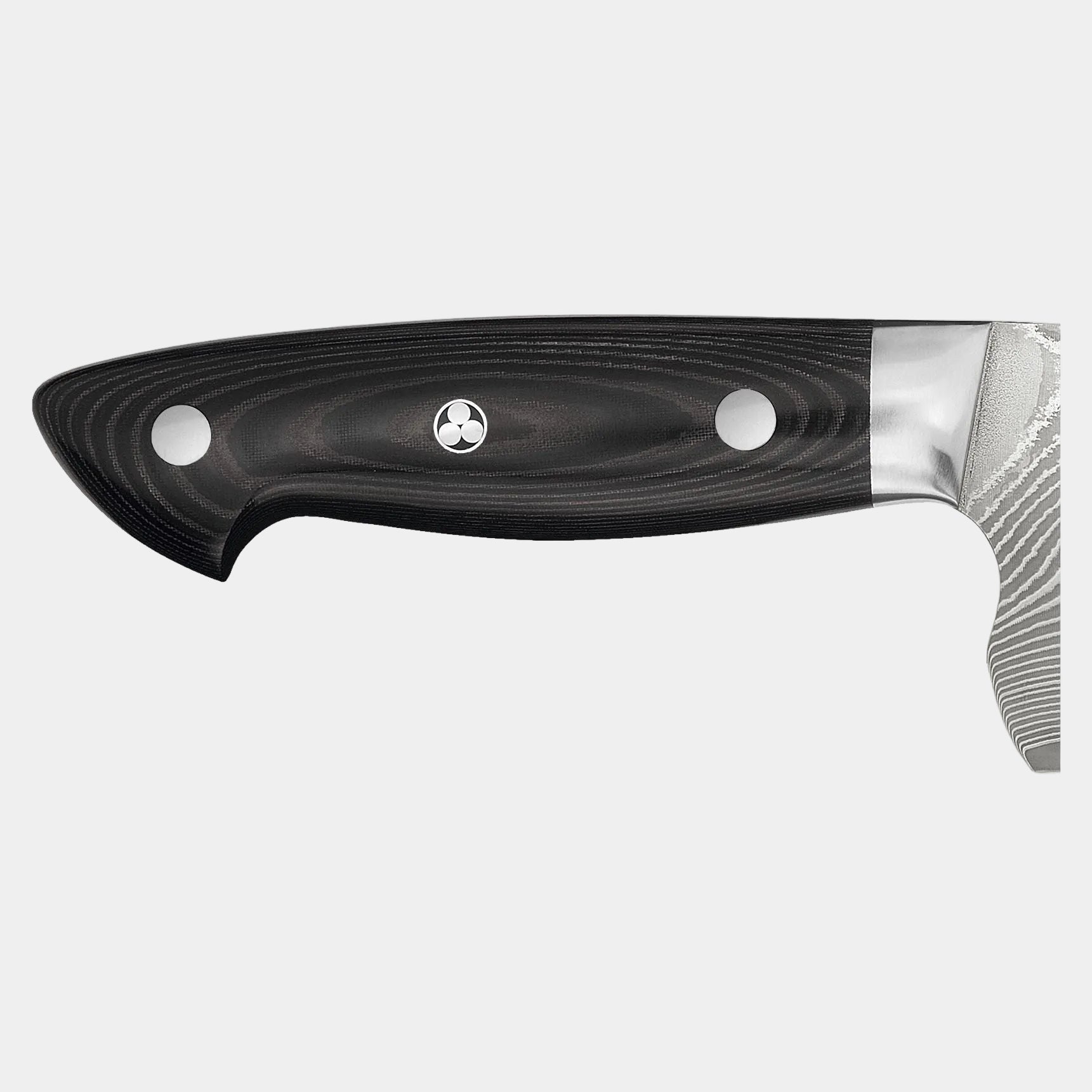 Knife with a black handle on a white background