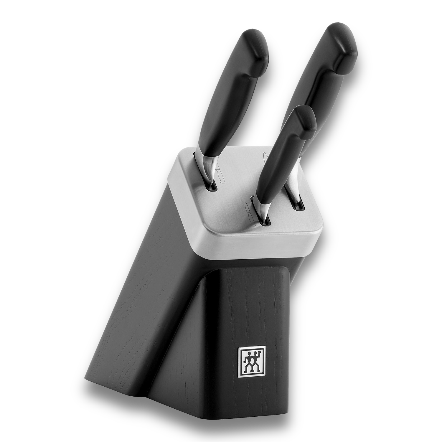 ZWILLING **** Four Star 4 Piece Self Sharpening Block Set, Black with three essential knives in stylish block.