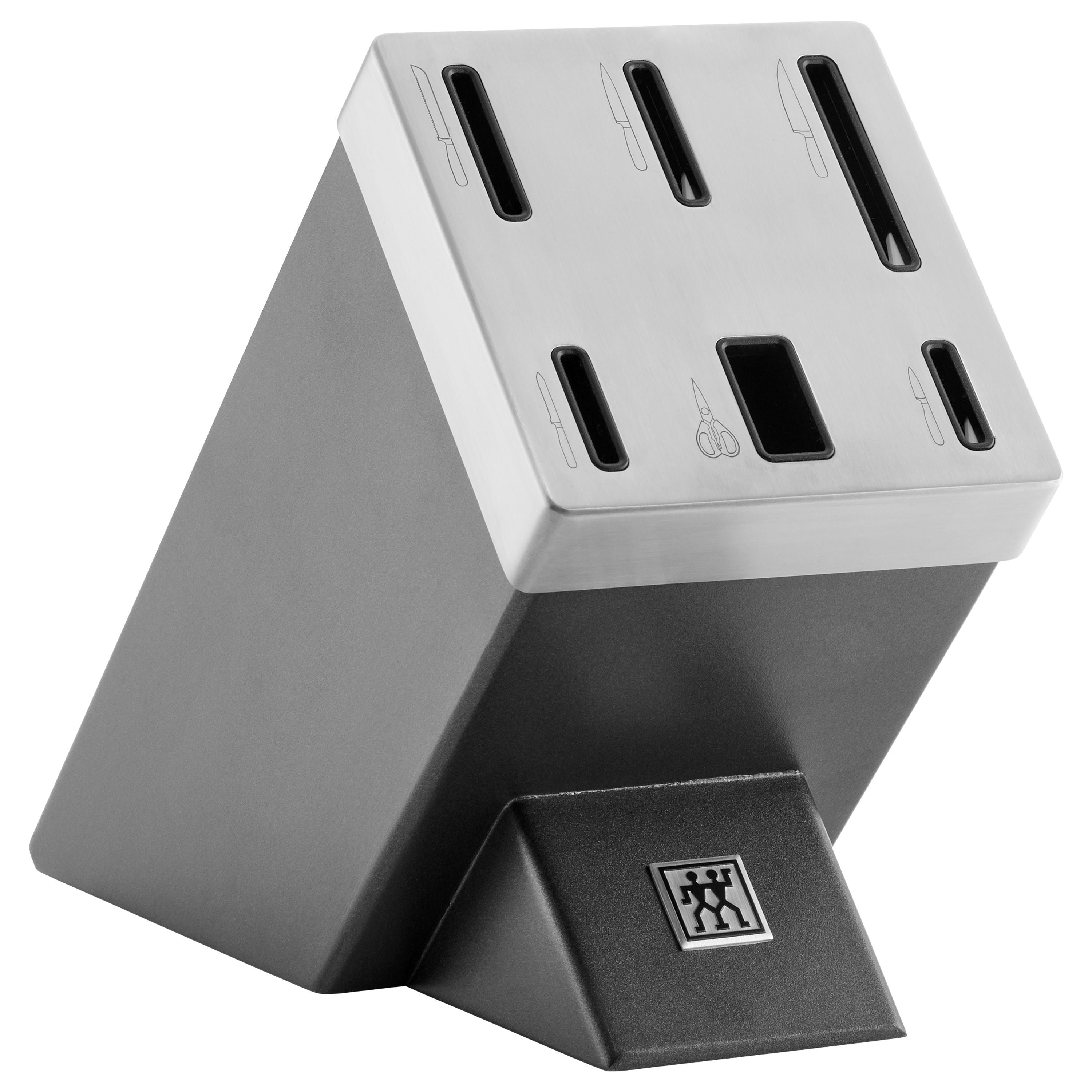 ZWILLING All * Star 7 Piece Knife Block Set, Silver with self-sharpening slots for kitchen knives.