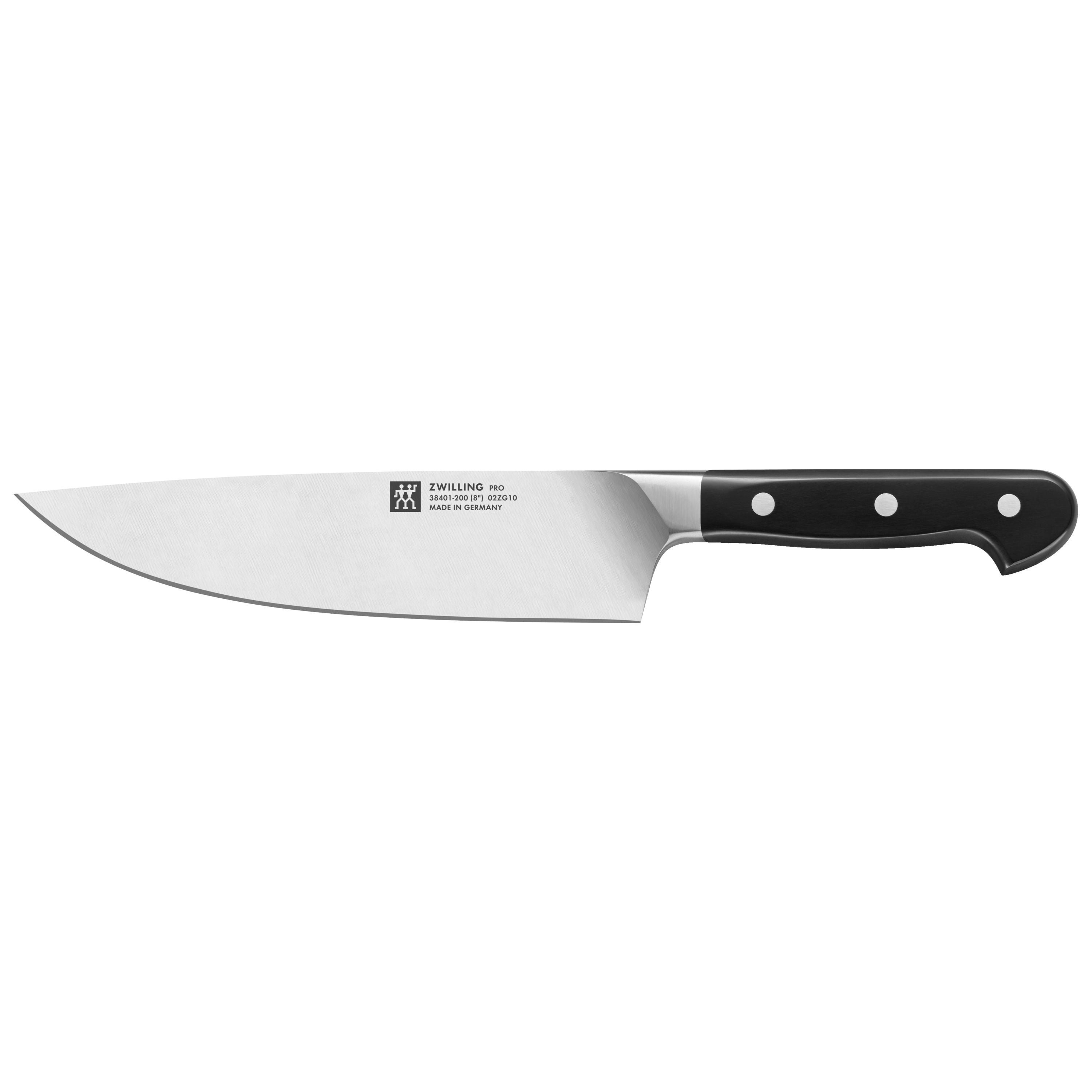 ZWILLING Pro 12 Piece Knife Block Set chef's knife with ergonomic bolster and user-friendly blade design.