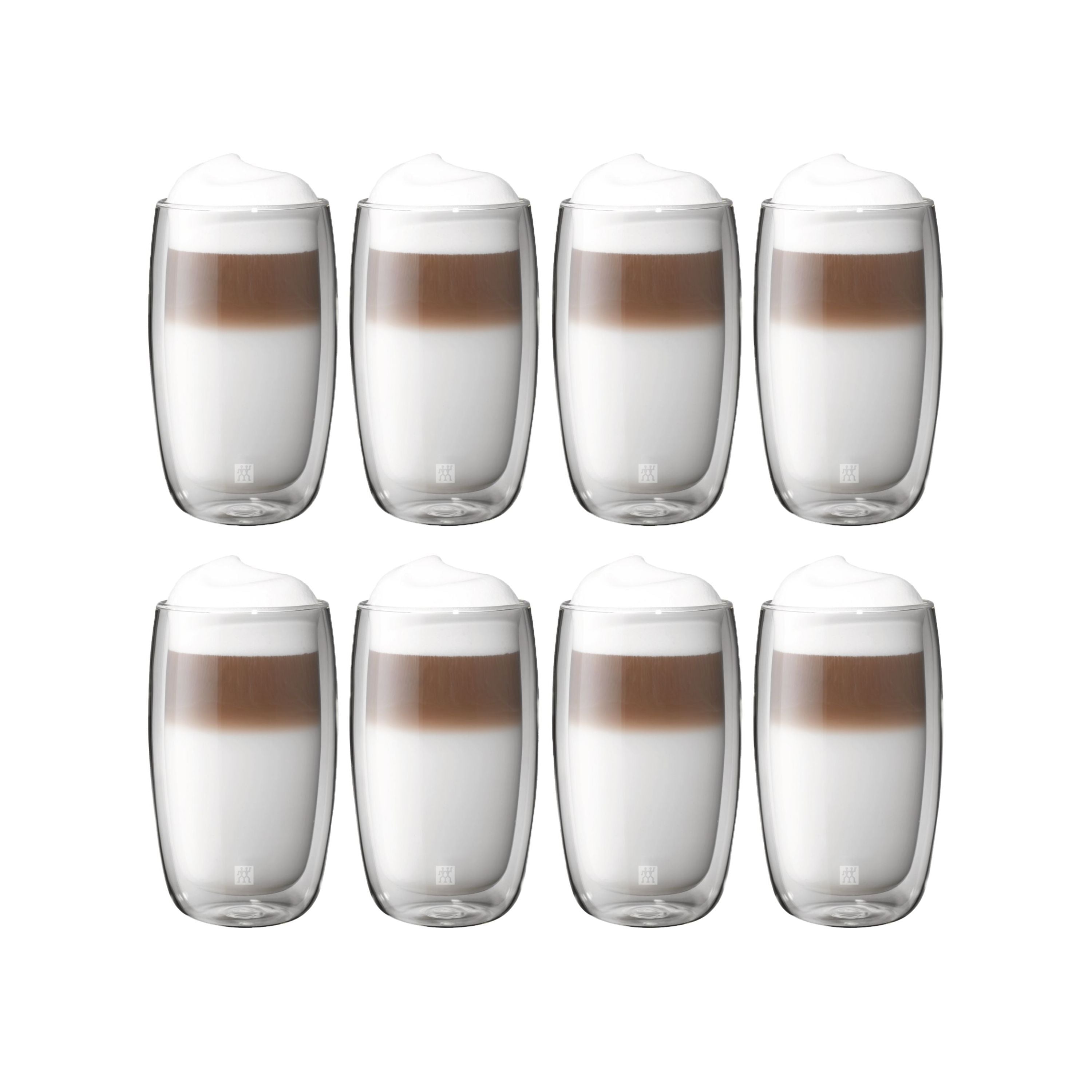 ZWILLING Sorrento 8 Piece Latte Glass Set - Value Pack, Transparent