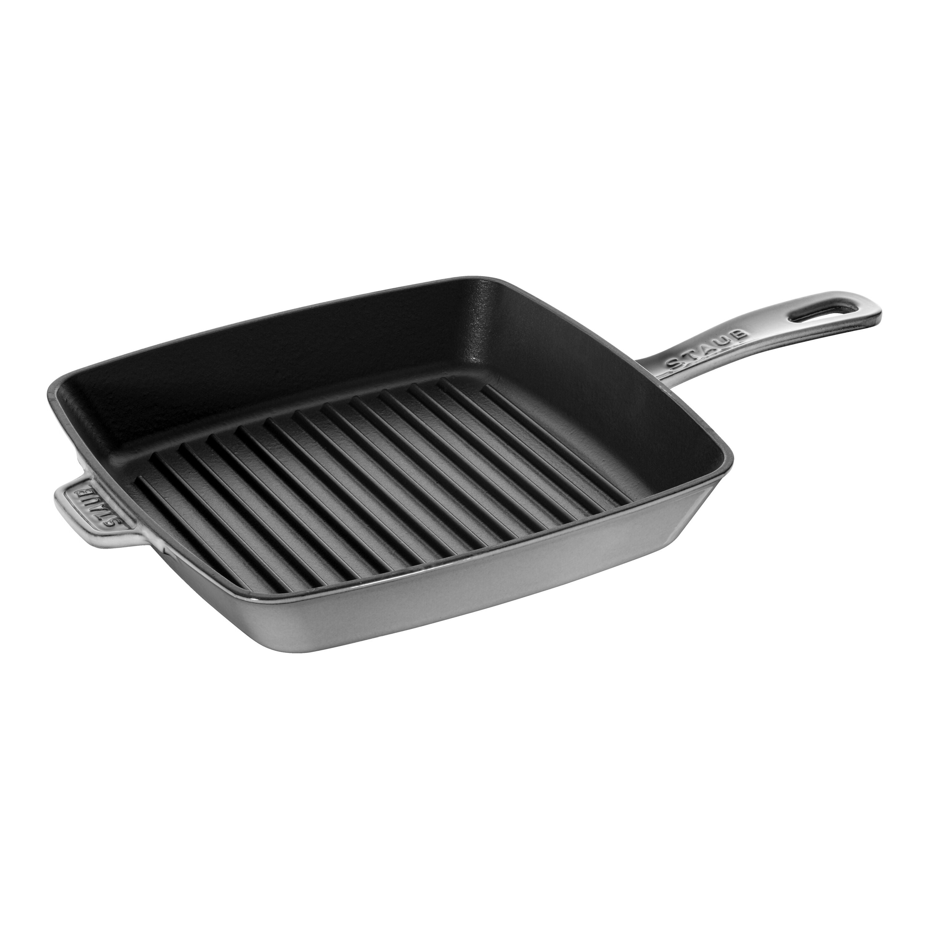 STAUB Grill Pans 26 cm Cast Iron Square American Grill, Graphite-Grey-0