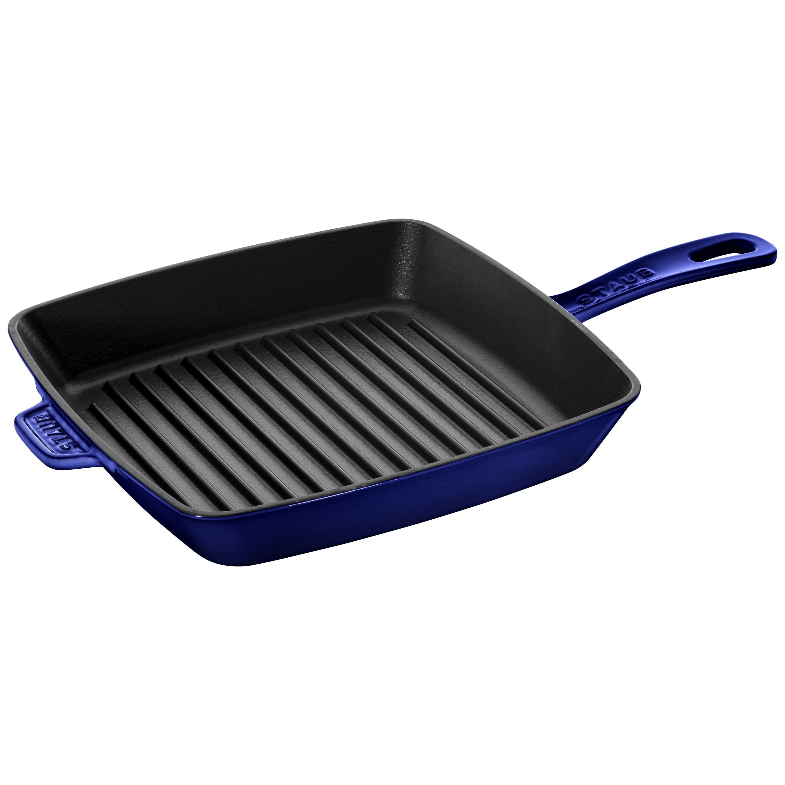 STAUB Grill Pans 30 cm Cast Iron Square American Grill, Dark-Blue-0