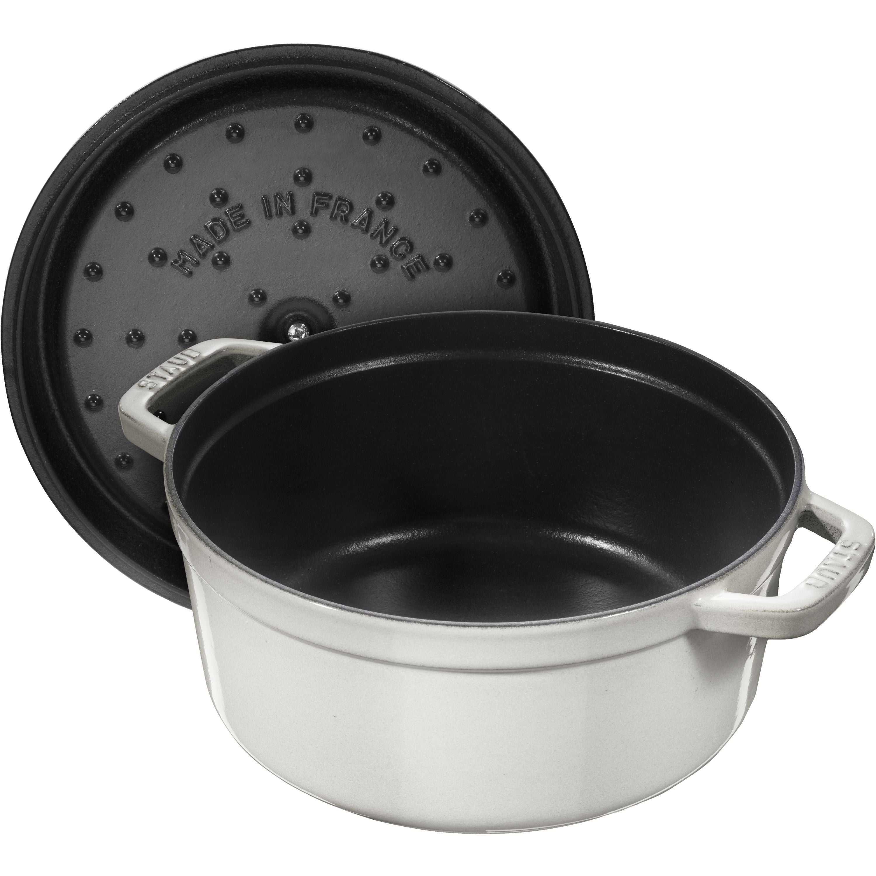 STAUB La Cocotte 6.75 L Cast Iron Round Cocotte, White Truffle
