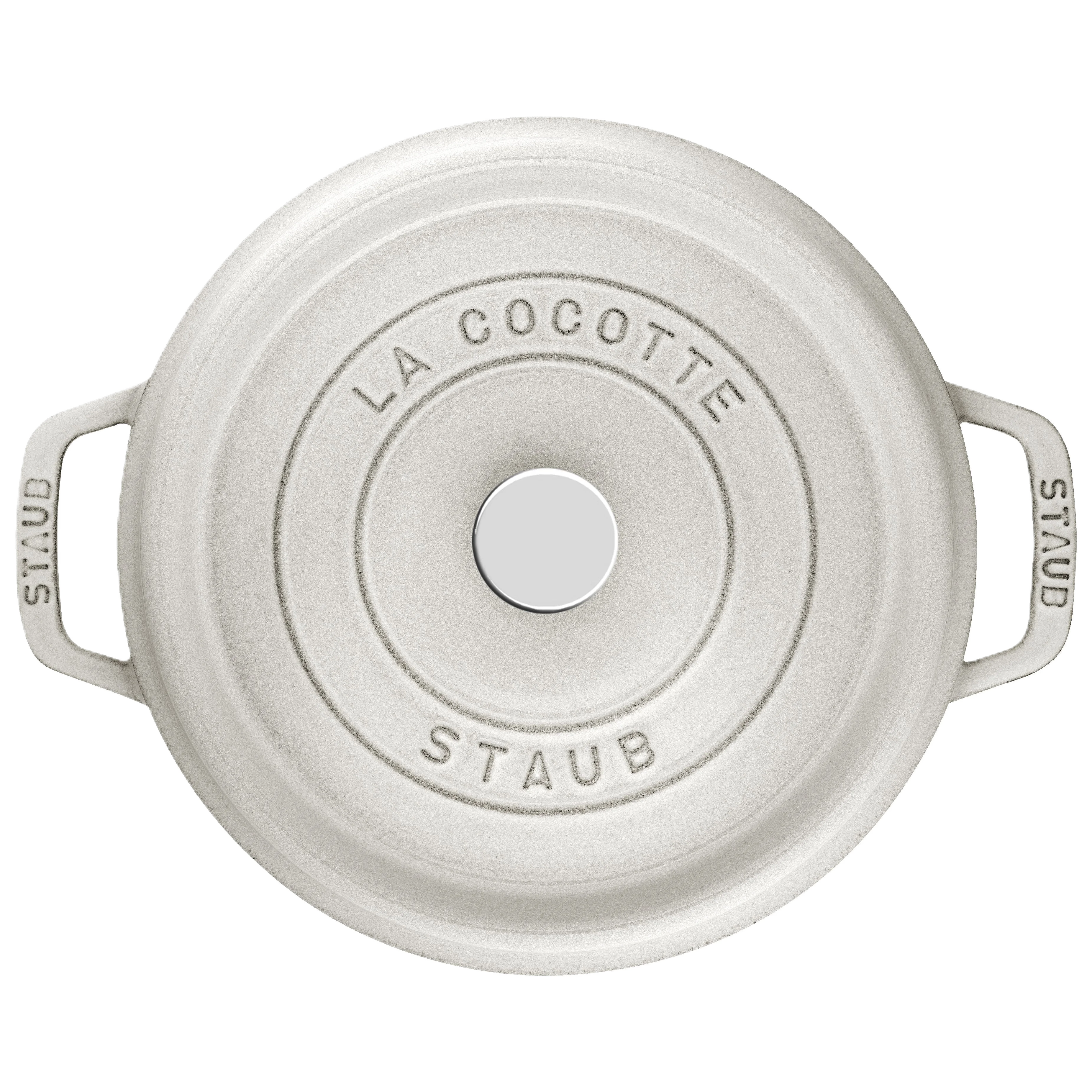 Staub La Cocotte pot lid on a white background