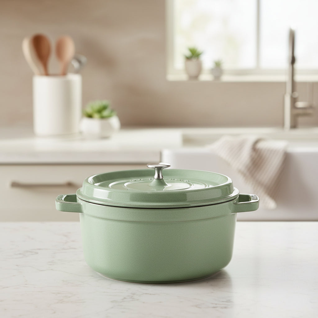 STAUB La Cocotte 6.75 L Cast Iron Round Cocotte, Sage