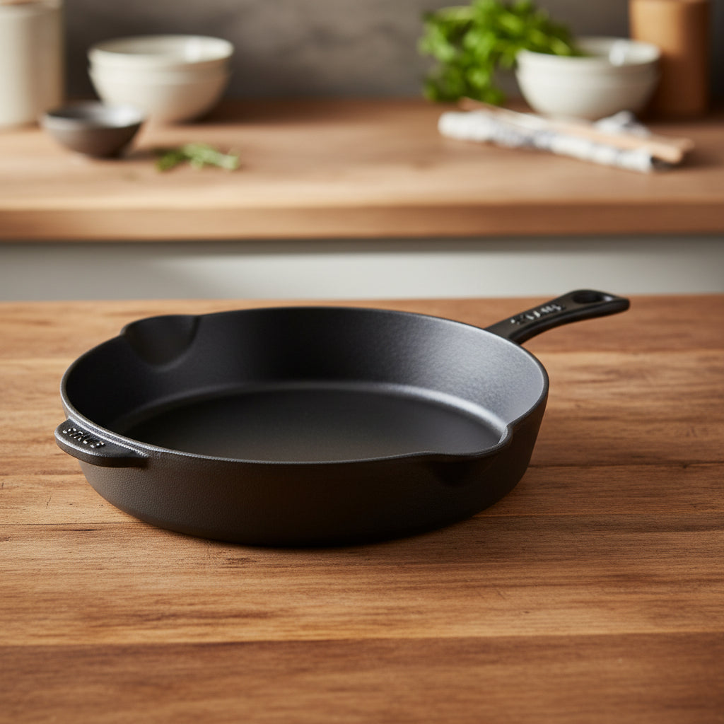 STAUB Pans 28 cm / 11 inch Cast Iron Traditional Deep Frypan, Black
