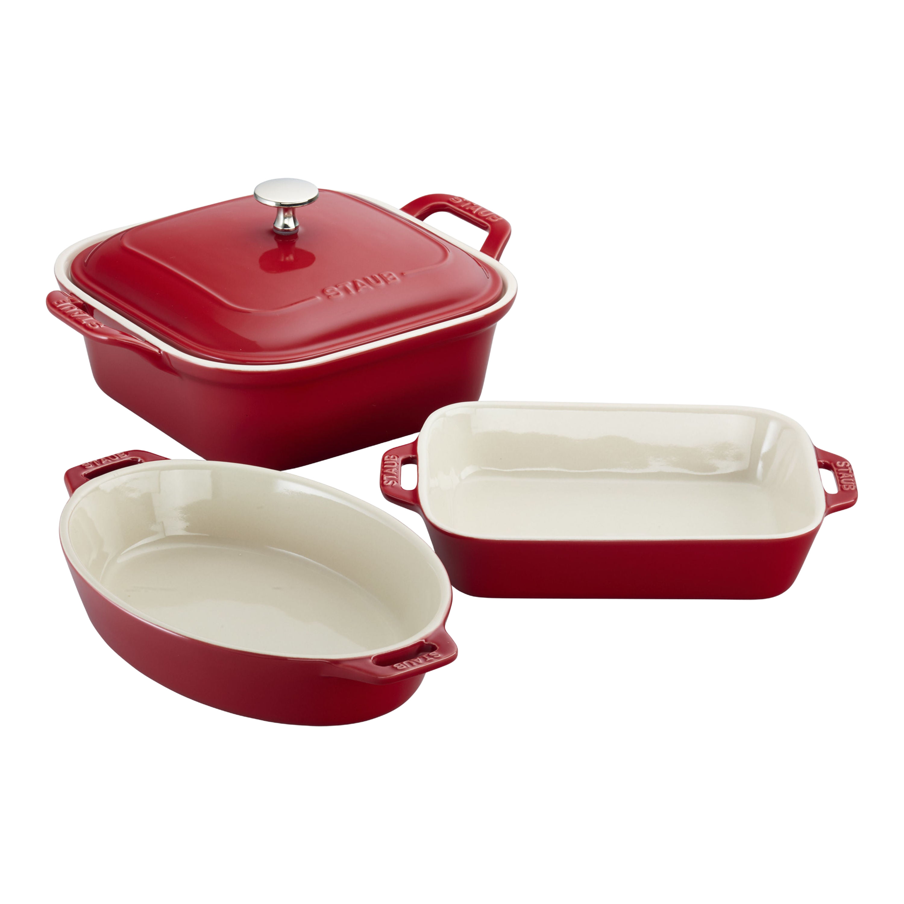 STAUB Ceramique Mixed Baking Dish Set Cherry 4 Piece-0