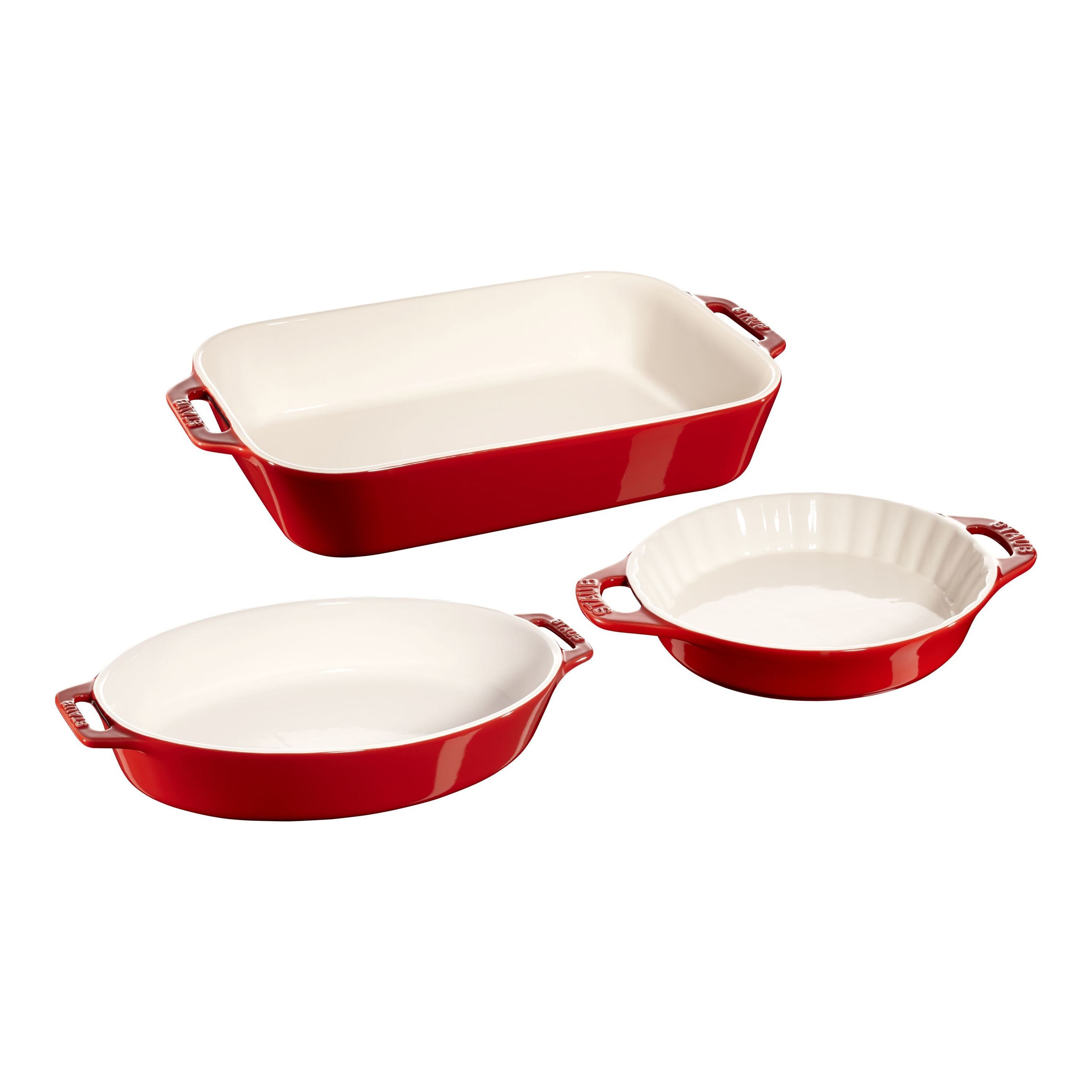 STAUB Ceramique Mixed Baking Dish Set Cherry 3 Piece-0
