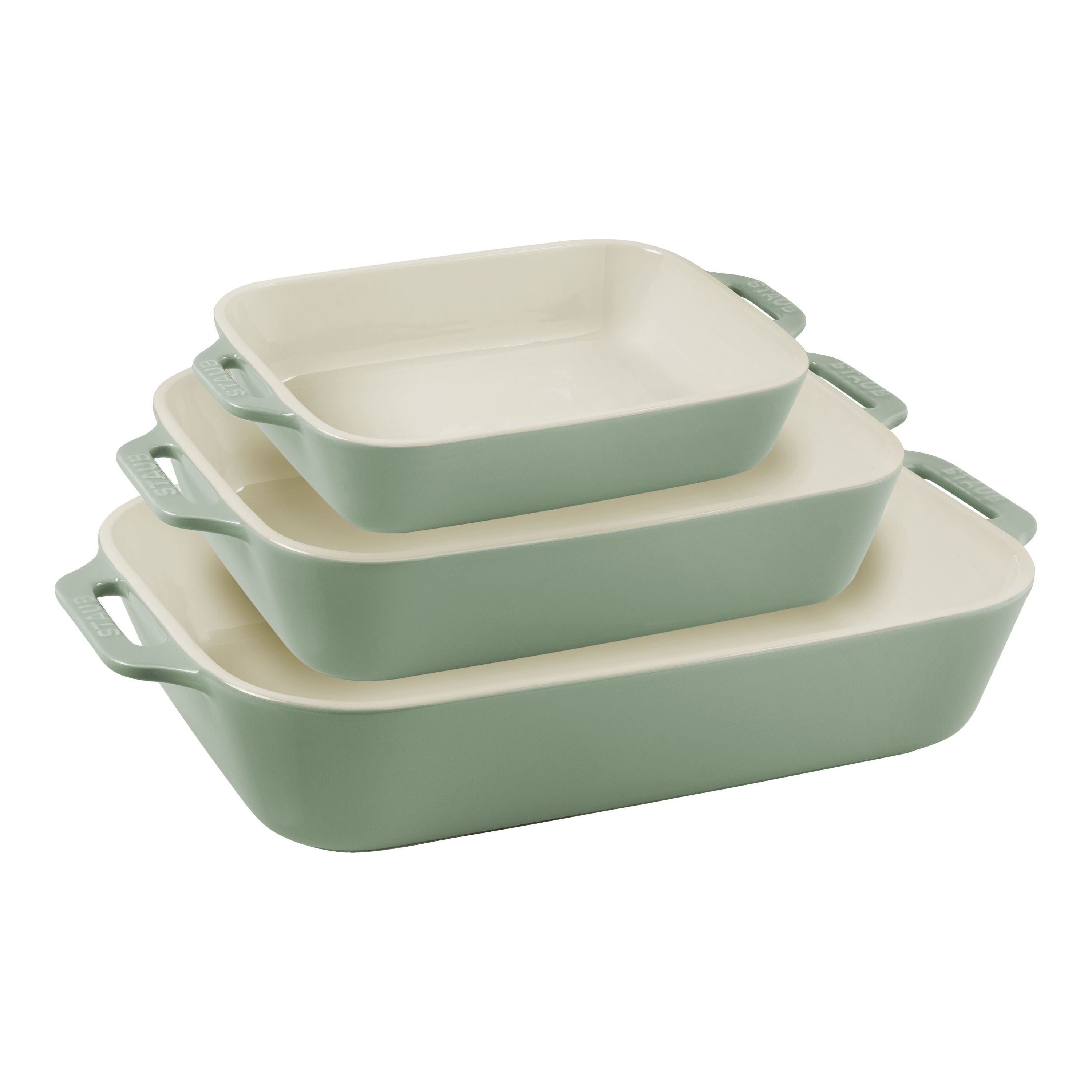 STAUB Ceramique Rectangular Baking Dish Set Eucalyptus 3 Piece-0