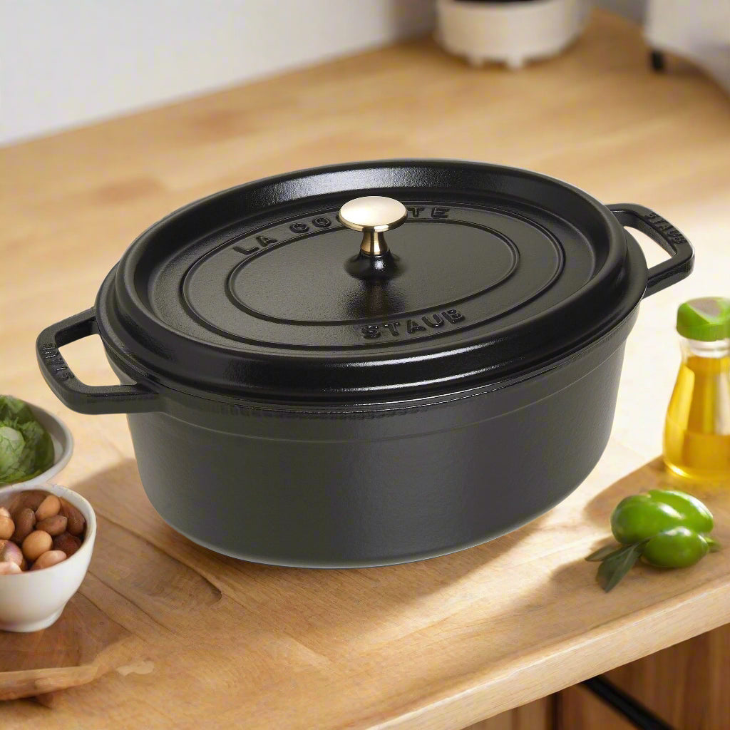 STAUB La Cocotte 5.5 L Cast Iron Oval Cocotte, Black-0