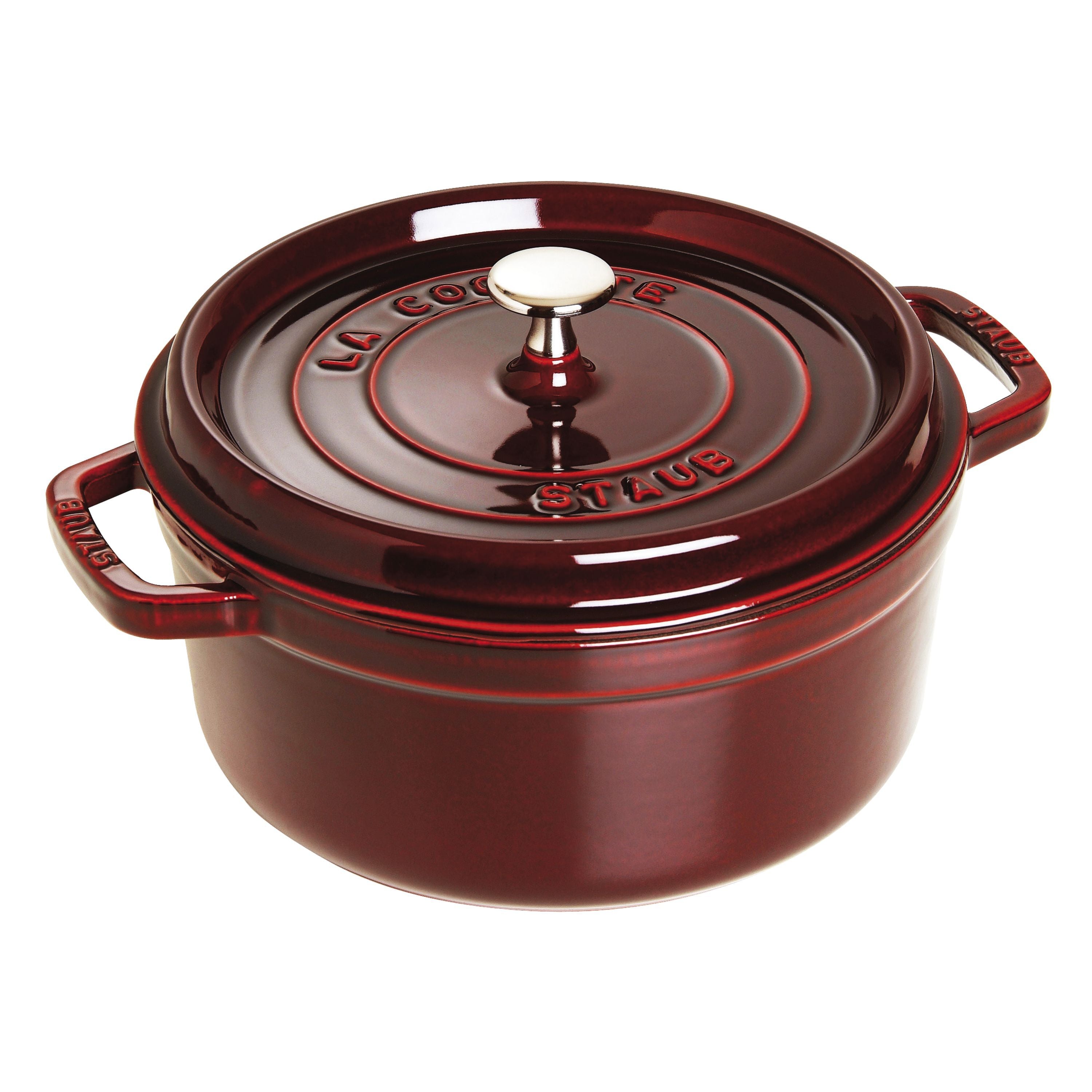 STAUB La Cocotte 5.25 L Cast Iron Round Cocotte, Grenadine-Red-0
