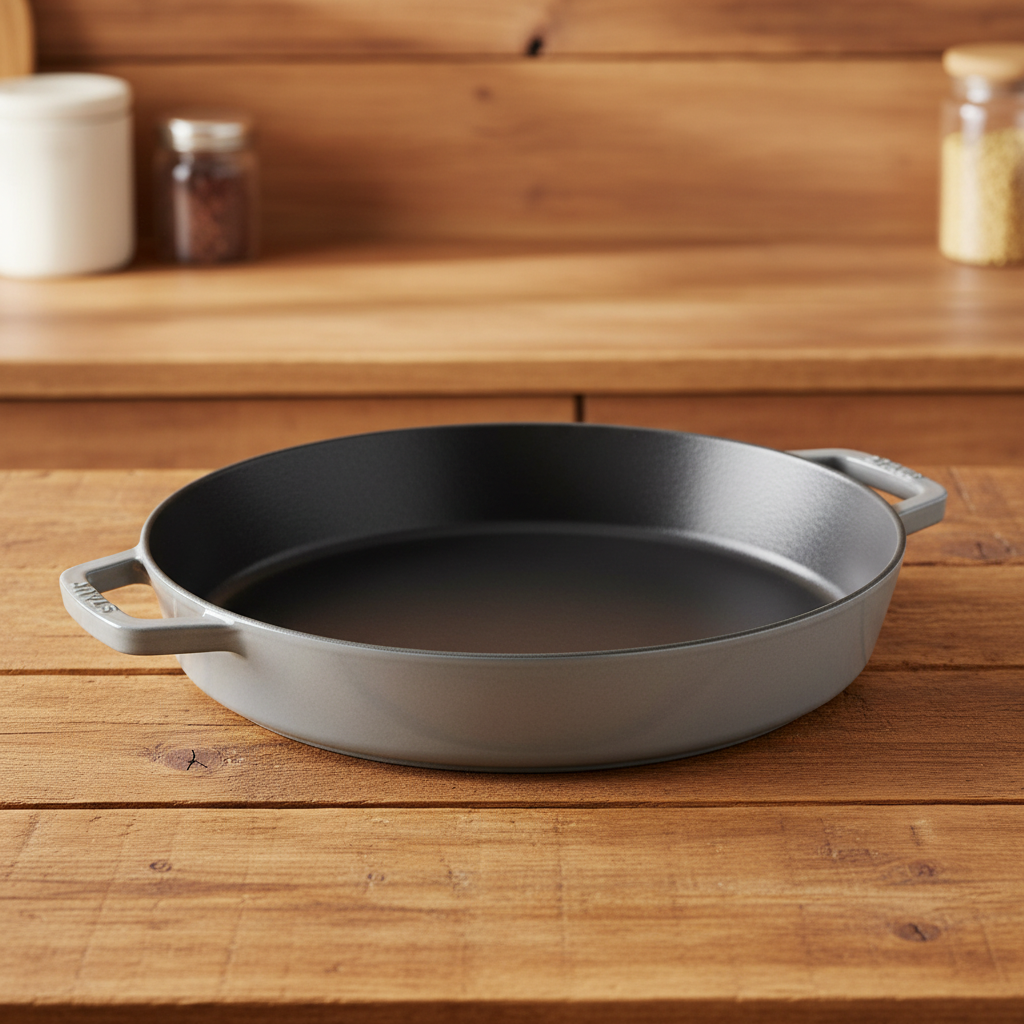 STAUB Pans 34 cm Cast Iron Double Handle Skillet, Graphite-Grey
