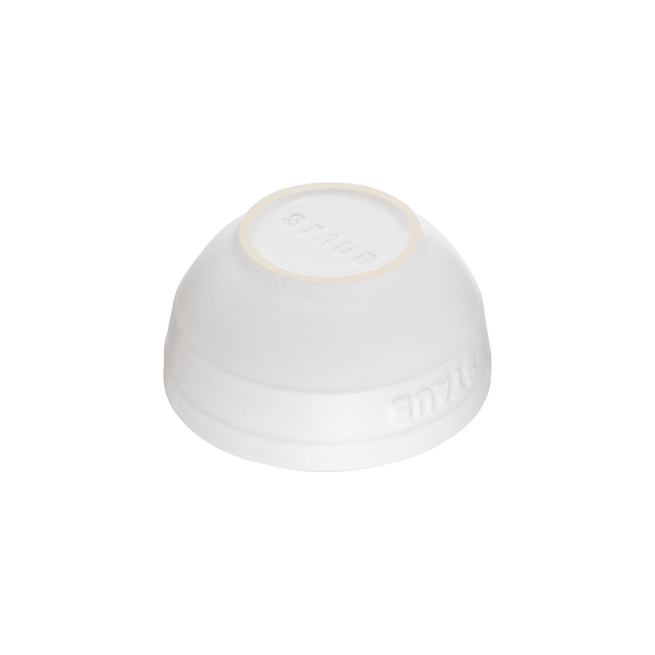 White STAUB Ceramique Ceramic Round Bowl 12 cm, Pure-White bottom view on a white background